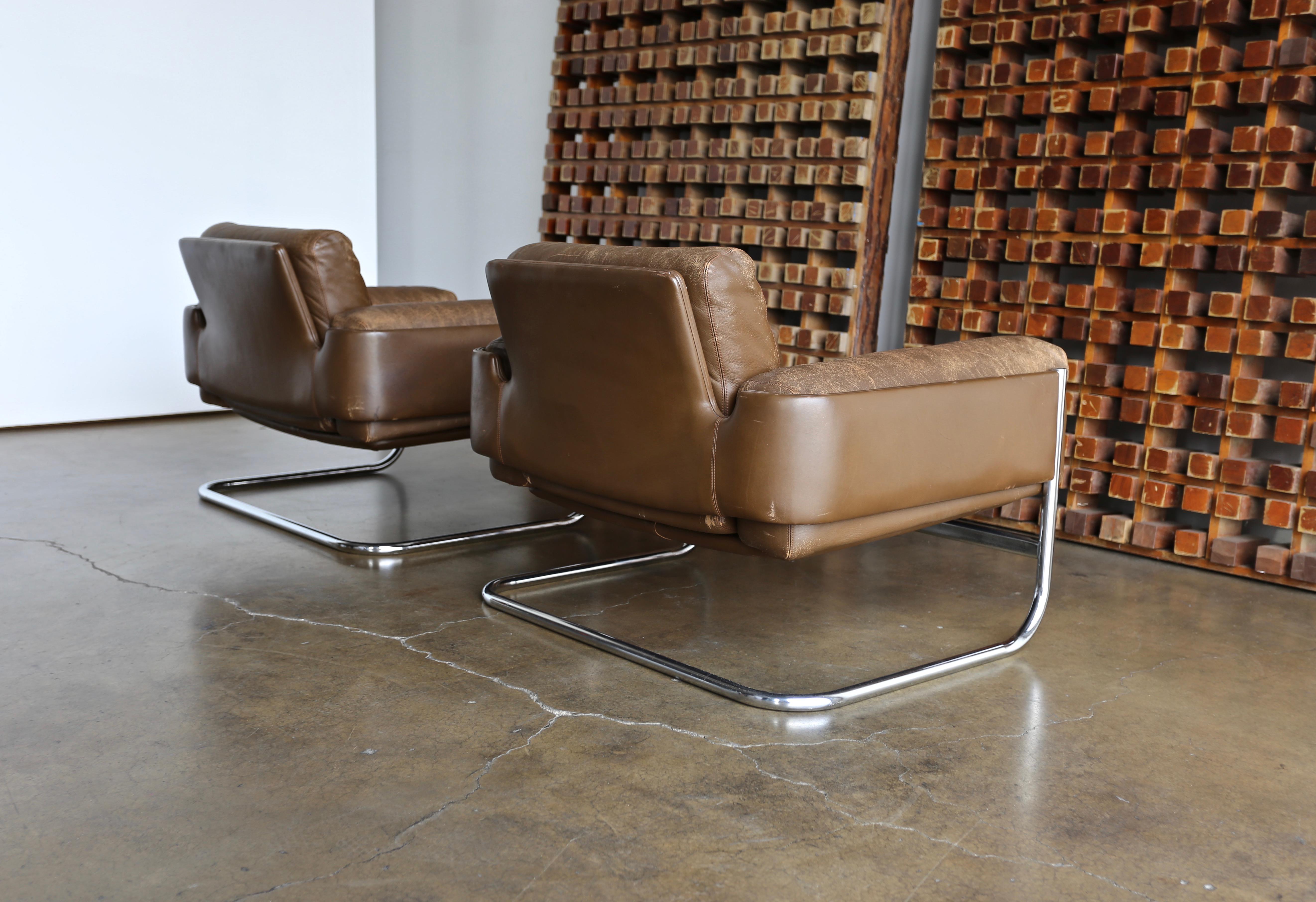 20th Century Leather Lounge Chairs by Sven Ivar Dysthe for Dokka Mobler Norway