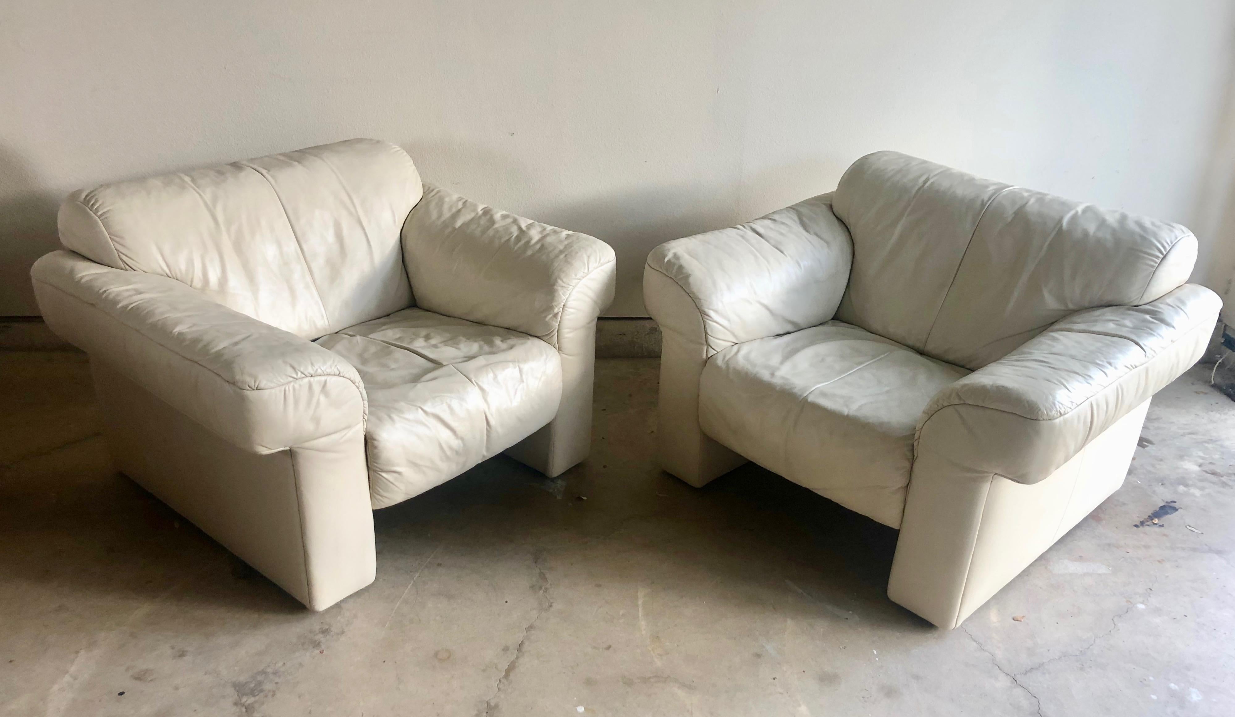 German Leather Lounge Chairs by WK Möbel For Sale