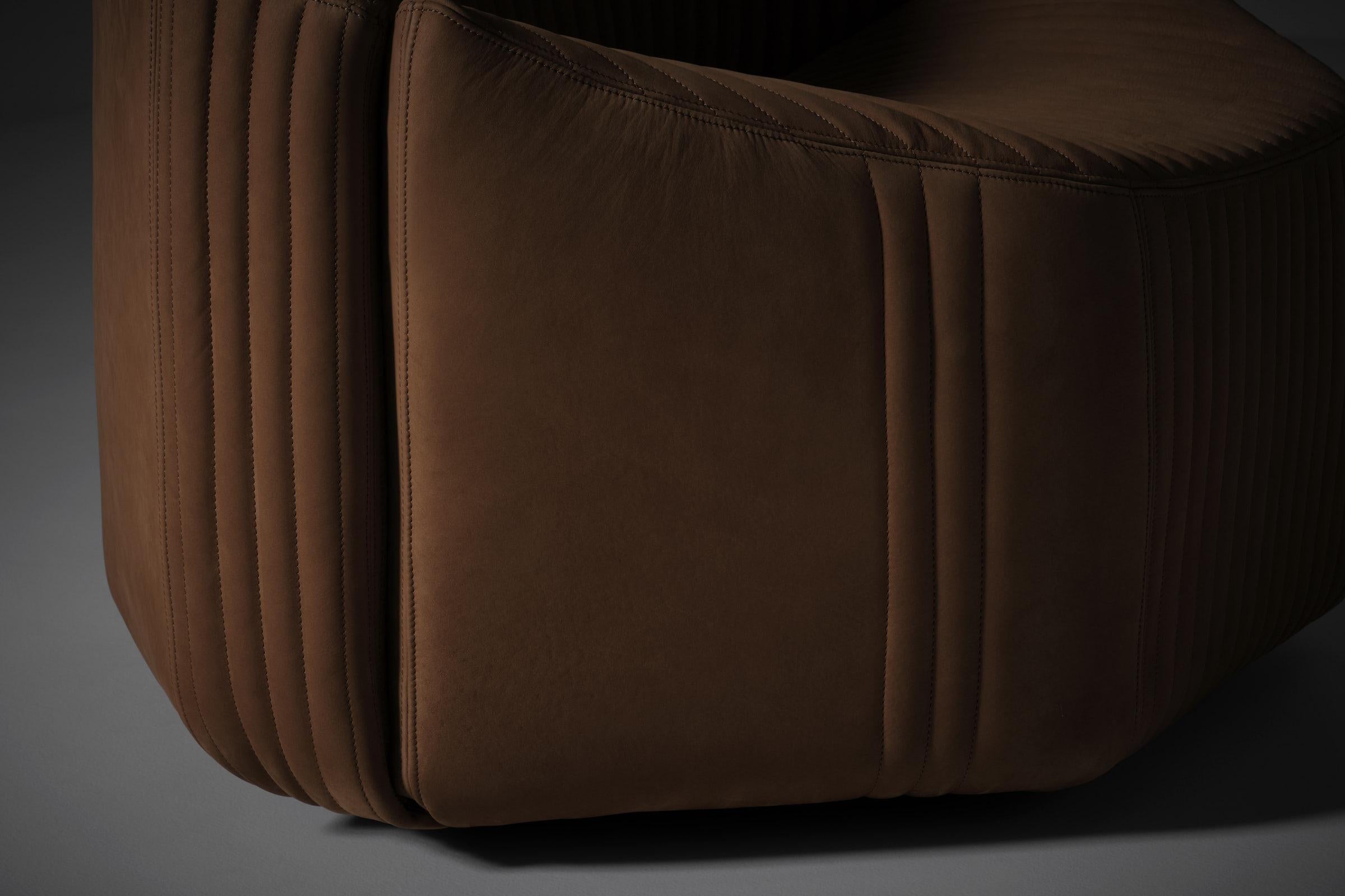 Leather Lounge chairs Model P64 by Giovanni Offredi for Saporiti, Italy 1970s For Sale 5