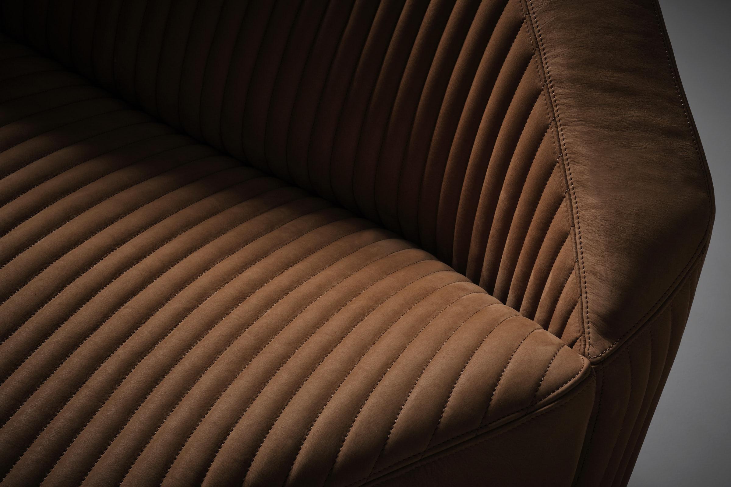 Mid-Century Modern Leather Lounge chairs Model P64 by Giovanni Offredi for Saporiti, Italy 1970s For Sale