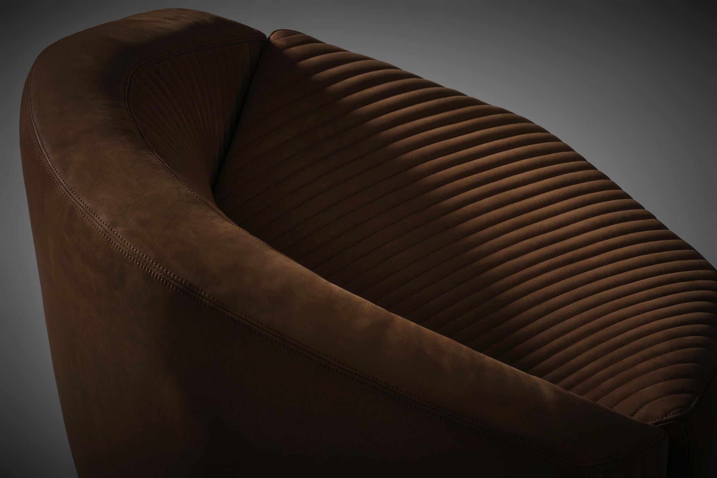 Leather Lounge chairs Model P64 by Giovanni Offredi for Saporiti, Italy 1970s For Sale 1