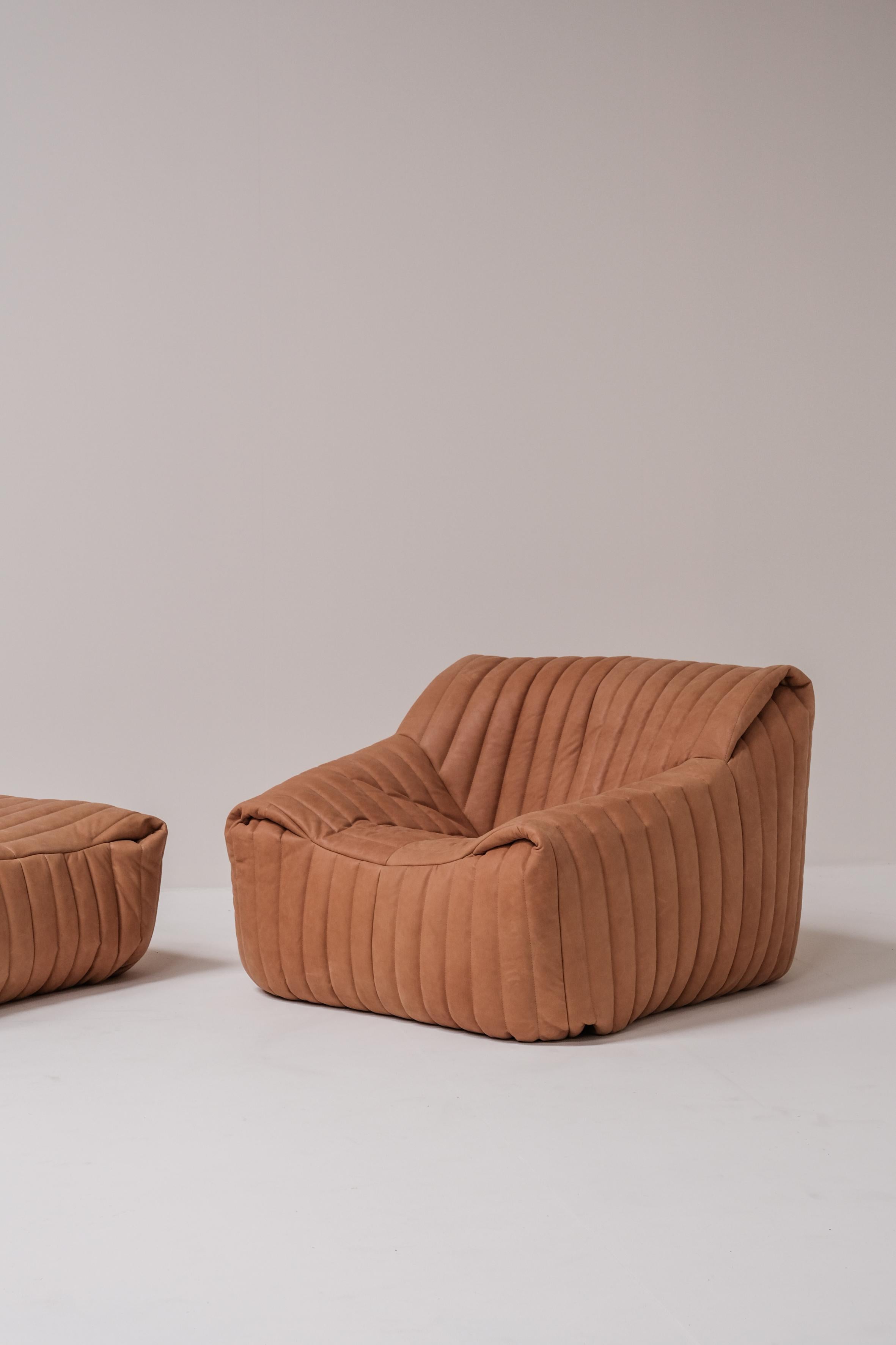 Mid-Century Modern Leather lounge set 'sandra' by Annie Hieronimus for Cinna
