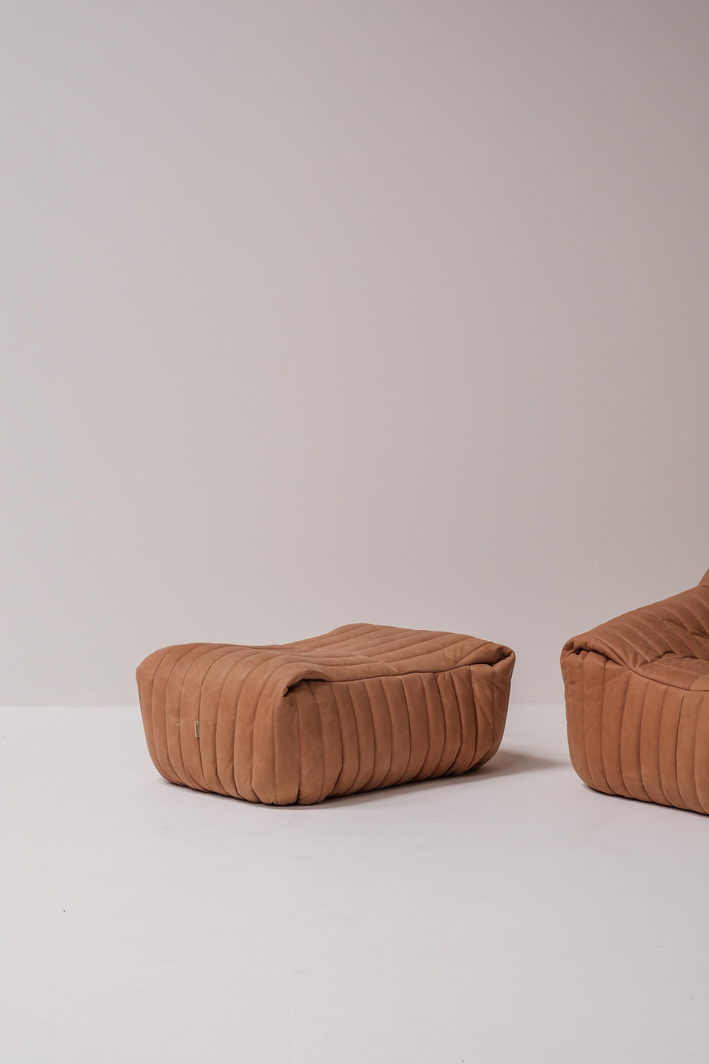 French Leather lounge set 'sandra' by Annie Hieronimus for Cinna