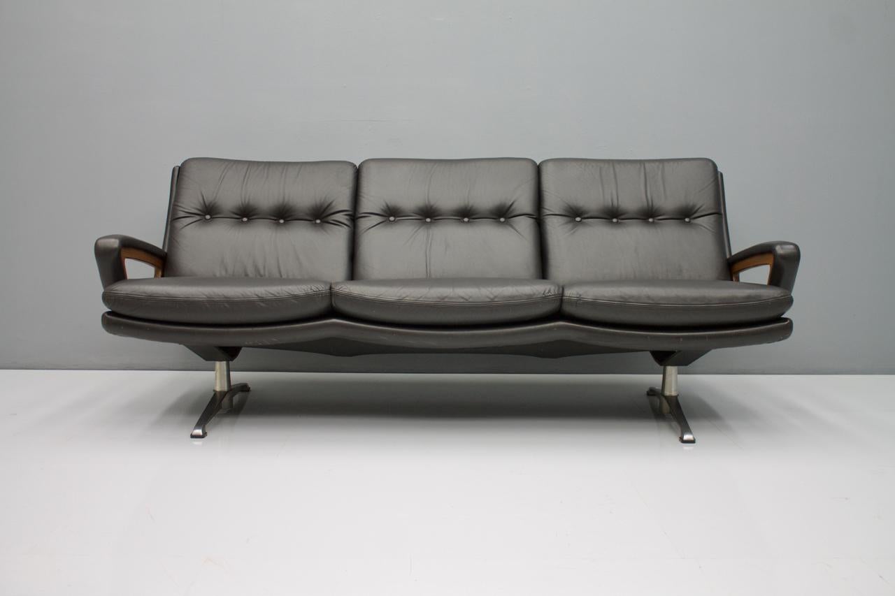 Lounge sofa in black leather by Carl Straub Germany 1960s.

Good to very good condition.