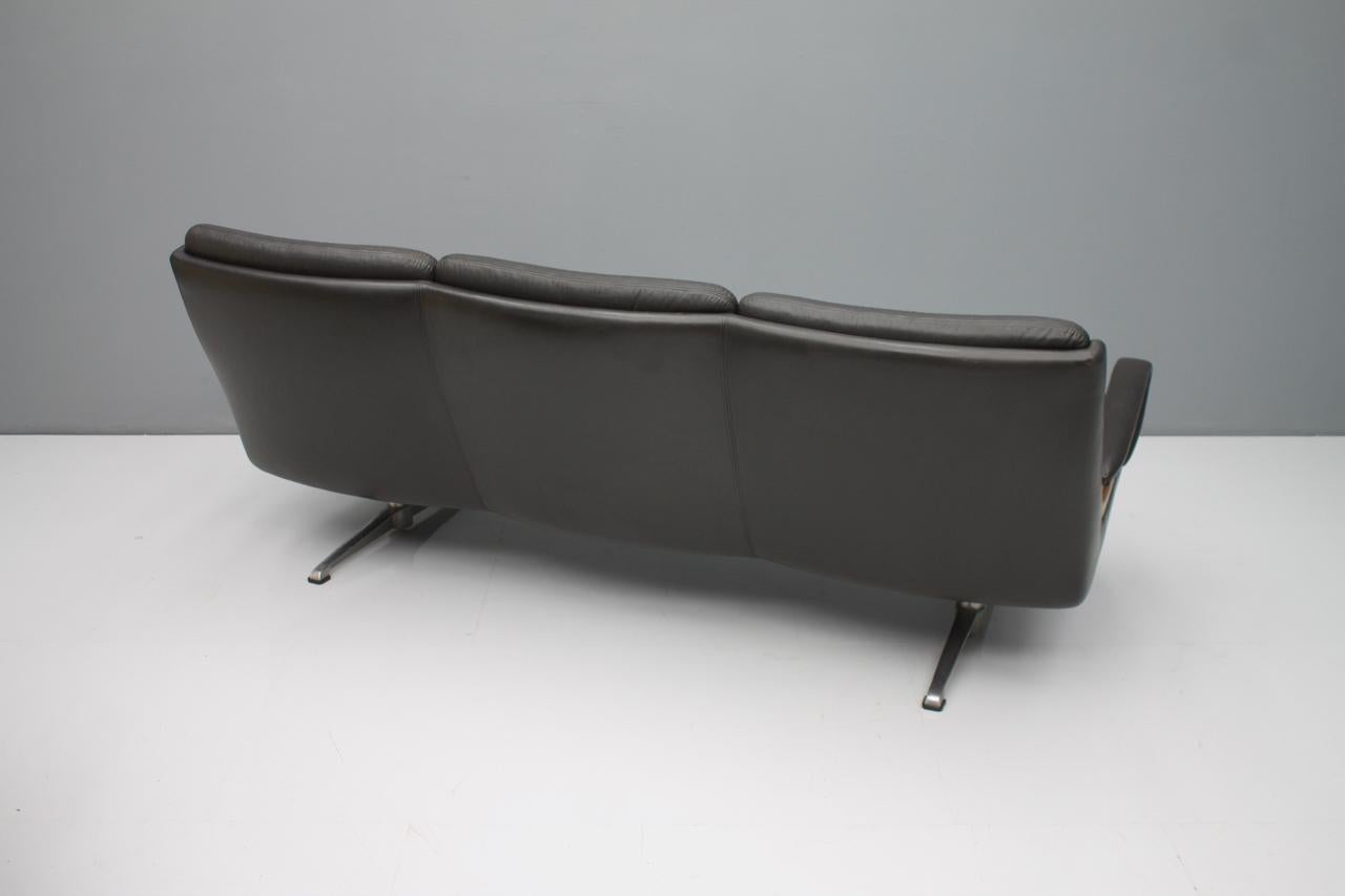 Metal Leather Lounge Sofa by Carl Straub, Germany, 1960s For Sale