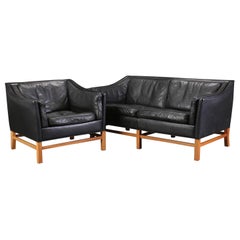 Leather Love Seat and Armchair by Grandt