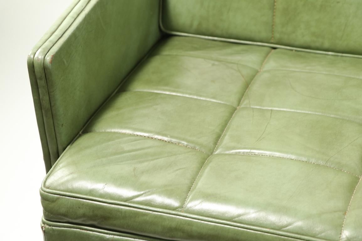 20th Century Leather Loveseat Sofa by Gunlocke