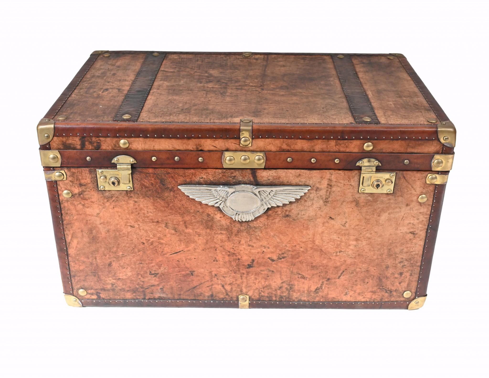 Gepäckstück-Truhe/Dampfer aus Leder, Vintage, Aston Martin im Zustand „Gut“ im Angebot in Potters Bar, GB