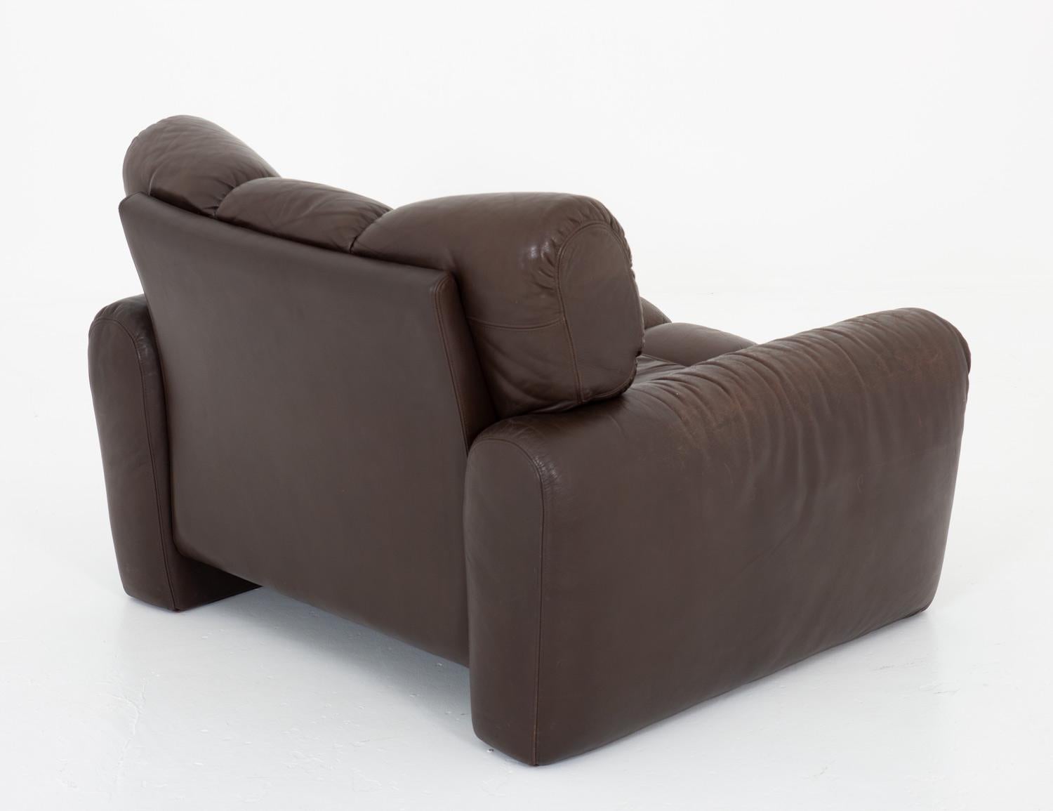 Leather Lunge Chair by Tongiani Stefanos, Italy In Good Condition For Sale In Karlstad, SE