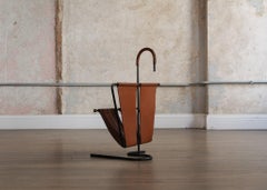 Leather Magazine Rack By Jacques Adnet
