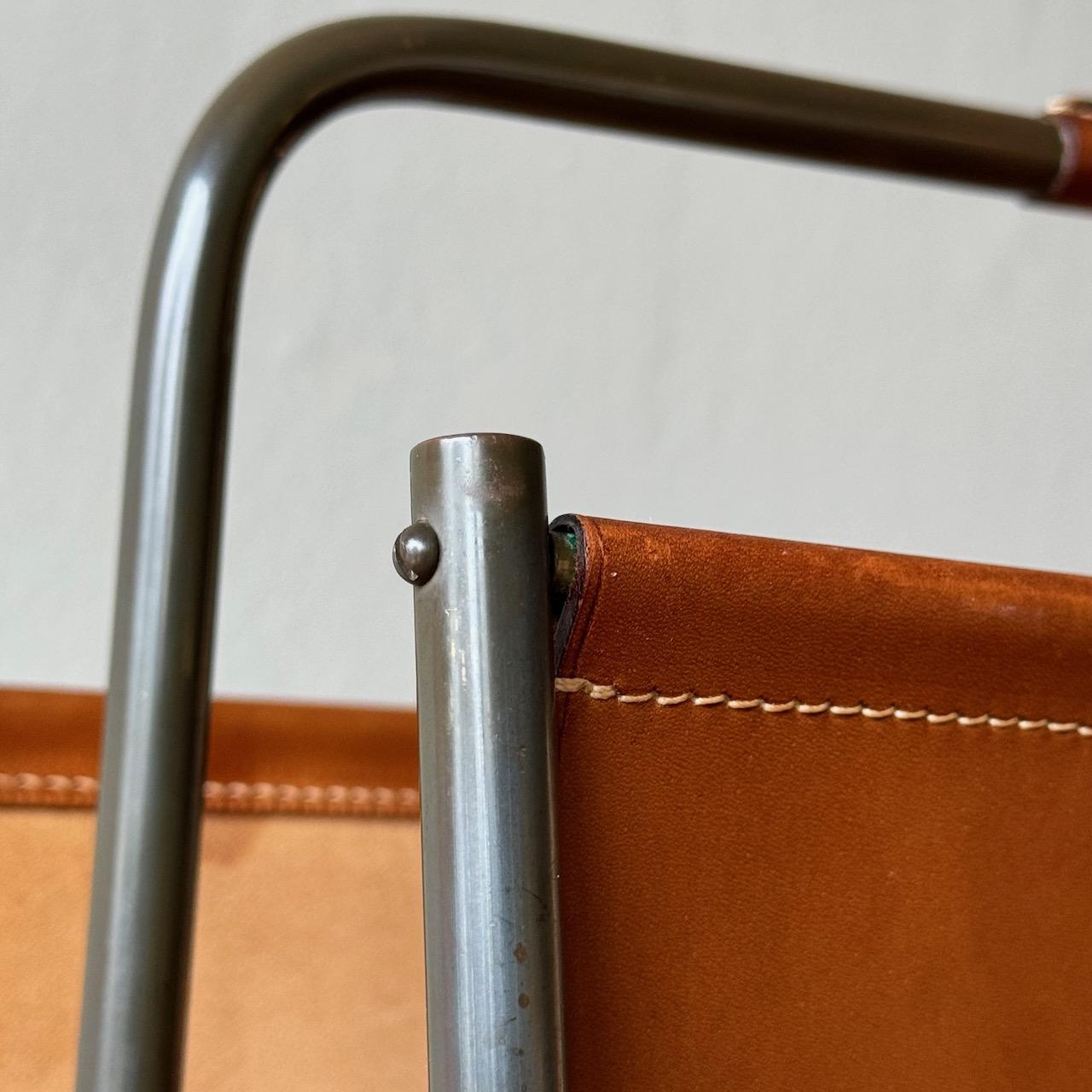 Leather Magazine Rack, Carl Auböck II, 1950s In Good Condition For Sale In London, GB