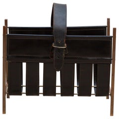 Vintage Leather Magazine Rack