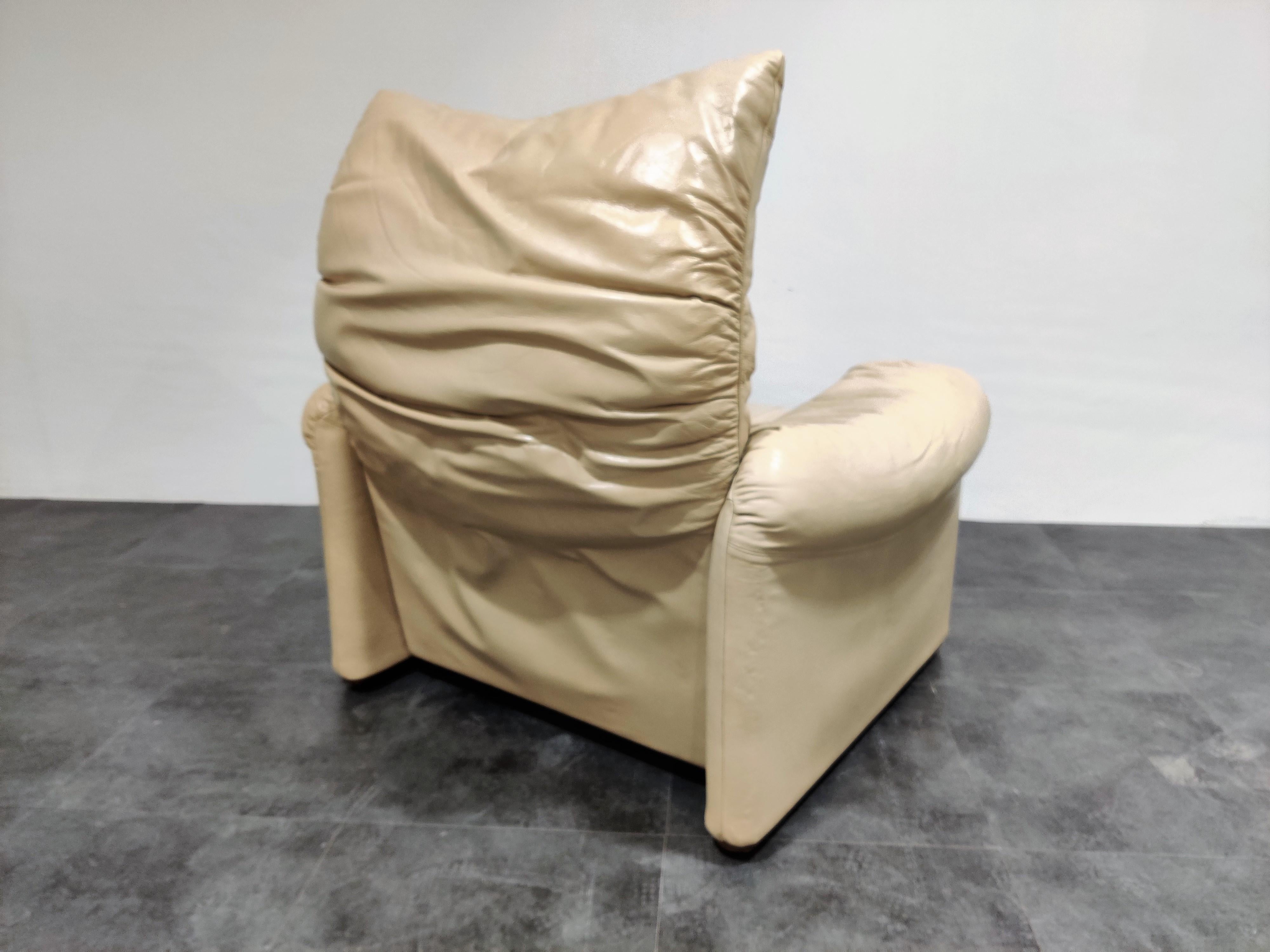 Late 20th Century Leather Maralunga Armchair by Vico Magistretti for Cassina, 1973