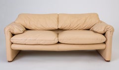 Leather “Maralunga” Loveseat by Vico Magistretti for Cassina
