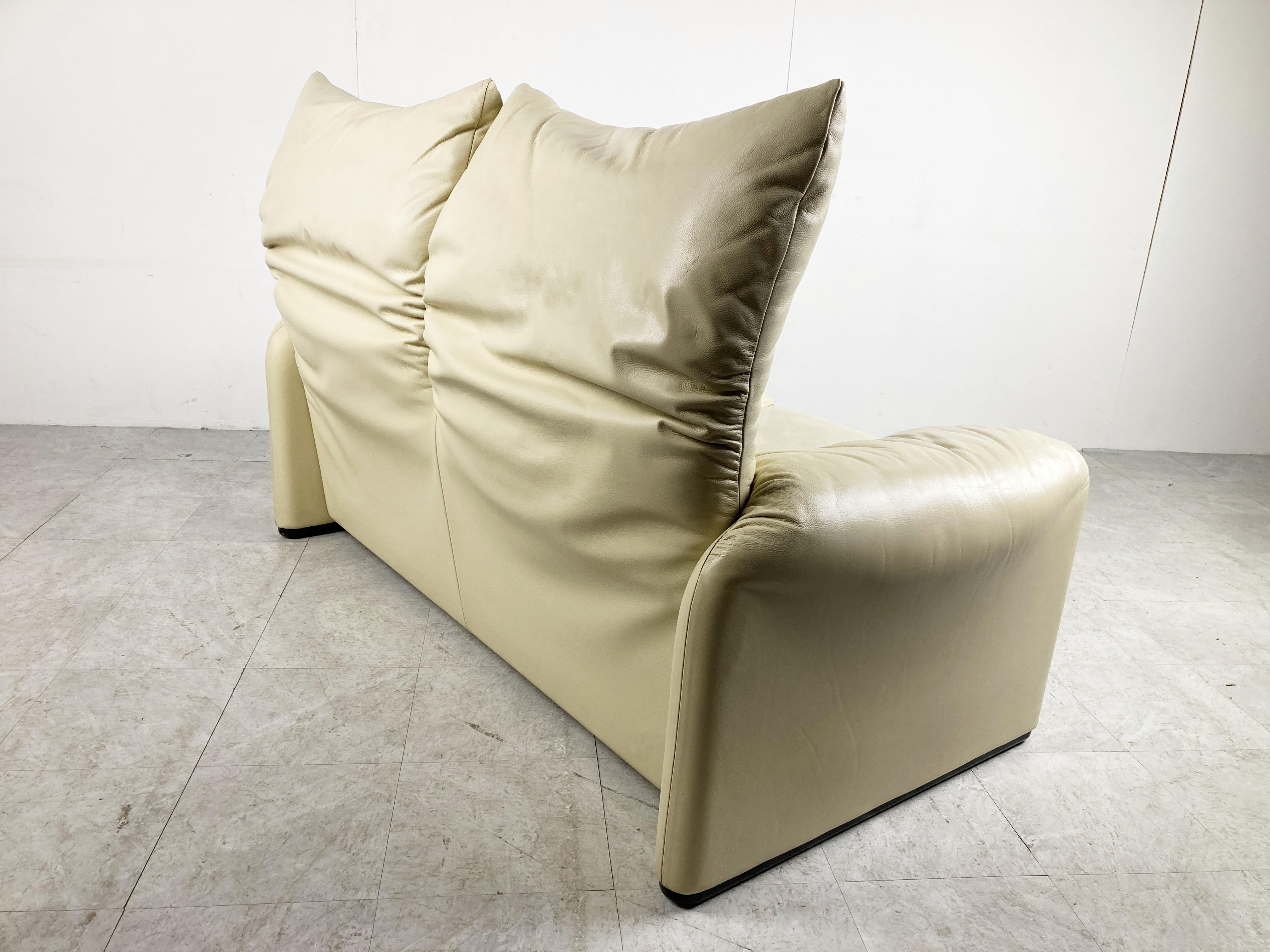 Leather Maralunga Sofa by Vico Magistretti for Cassina 6