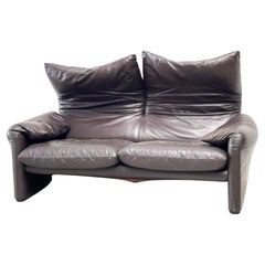 Leather Maralunga Sofa by Vico Magistretti for Cassina