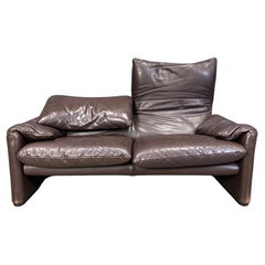 Leather Maralunga sofa by Vico Magistretti for Cassina