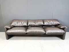 Leather Maralunga sofa set by Vico Magistretti for Cassina, 1973