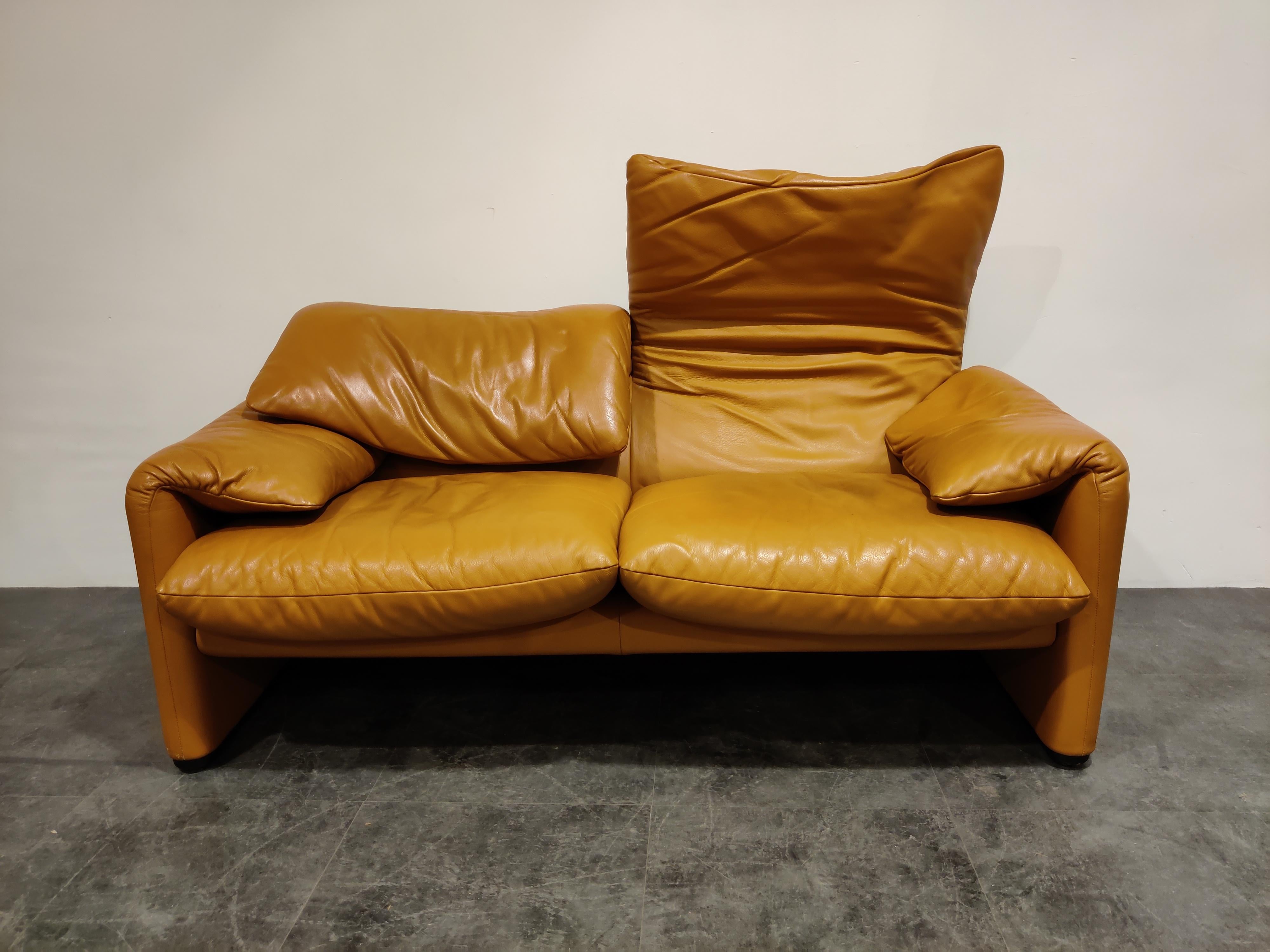 Mid-Century Modern Leather Maralunga Sofa Set by Vico Magistretti for Cassina, 1973