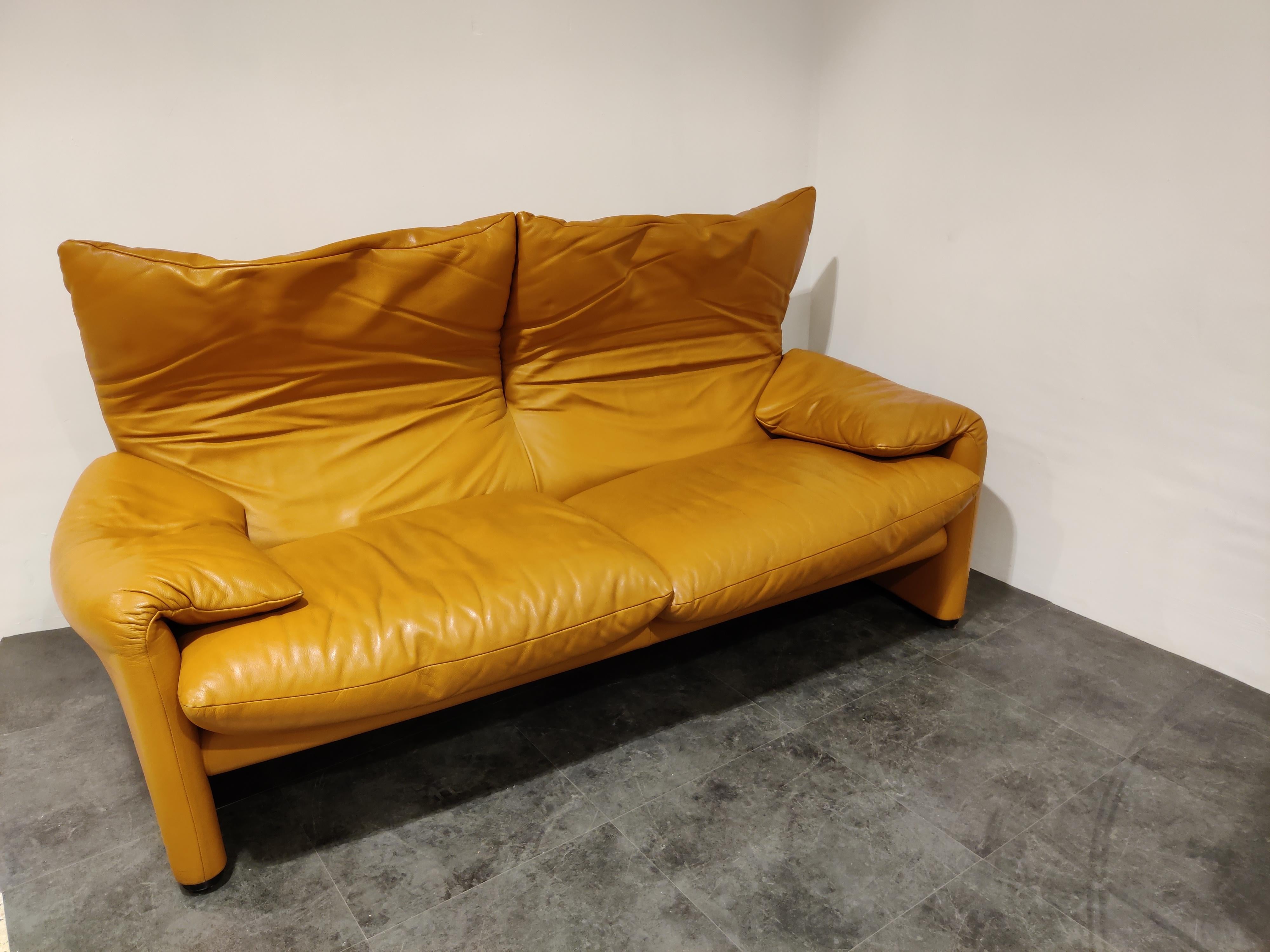 Leather Maralunga Sofa Set by Vico Magistretti for Cassina, 1973 1