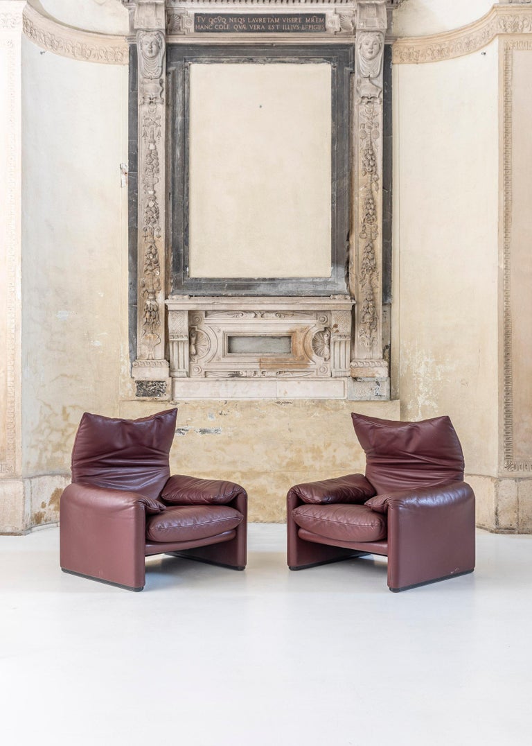 Leather Maralunga Three-Seat Sofa and Armchairs by Vico Magistretti for Cassina 14