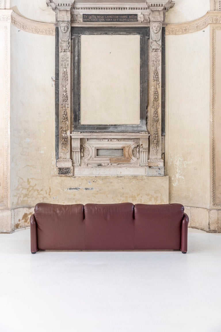 Leather Maralunga Three-Seat Sofa and Armchairs by Vico Magistretti for Cassina 2