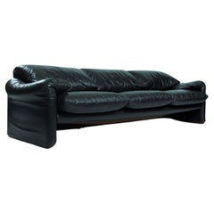 Leder-Sofa Maralunga Vico Magistretti aus Leder für Cassina, 1970er Jahre