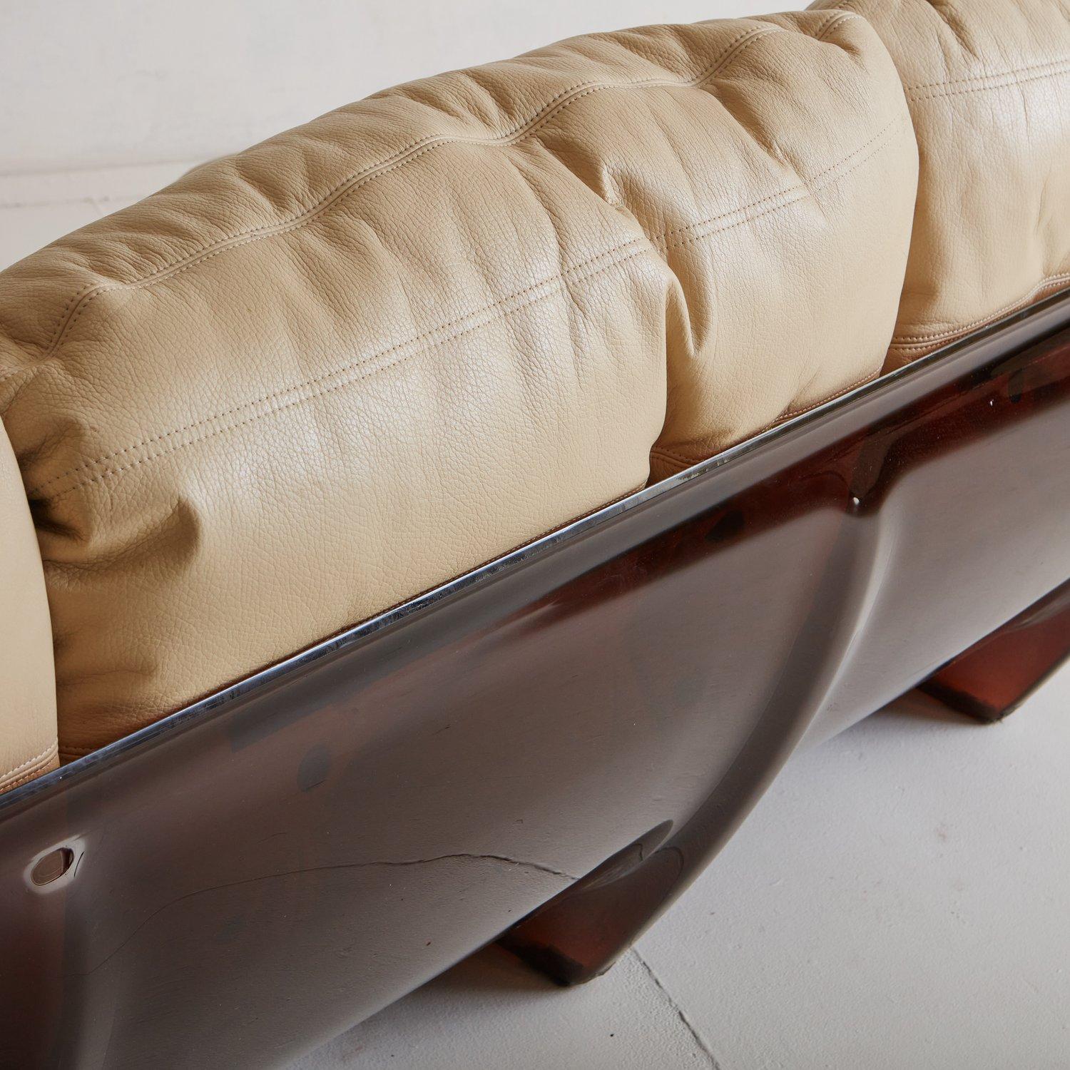 Leather Marsala Three-Seat Sofa by Michel Ducaroy for Lignet Roset, France 1970s For Sale 6