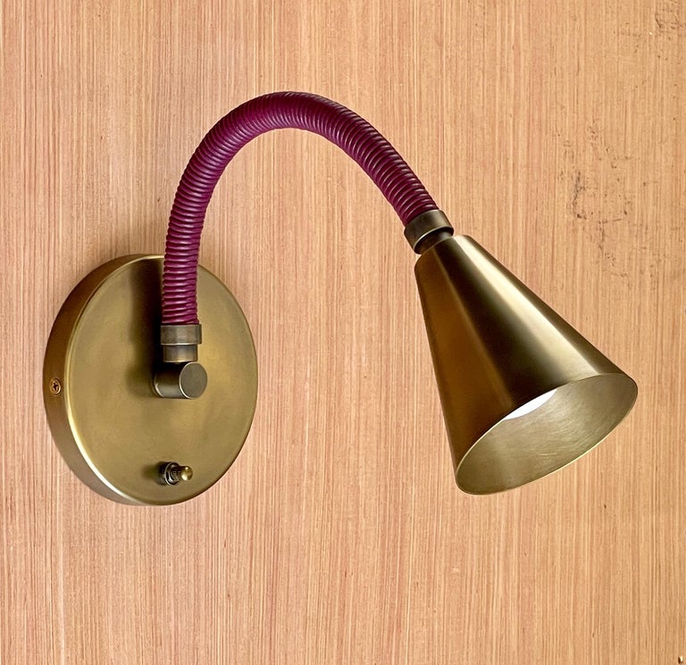 American Leather Meander Flexible Wall Sconce For Sale