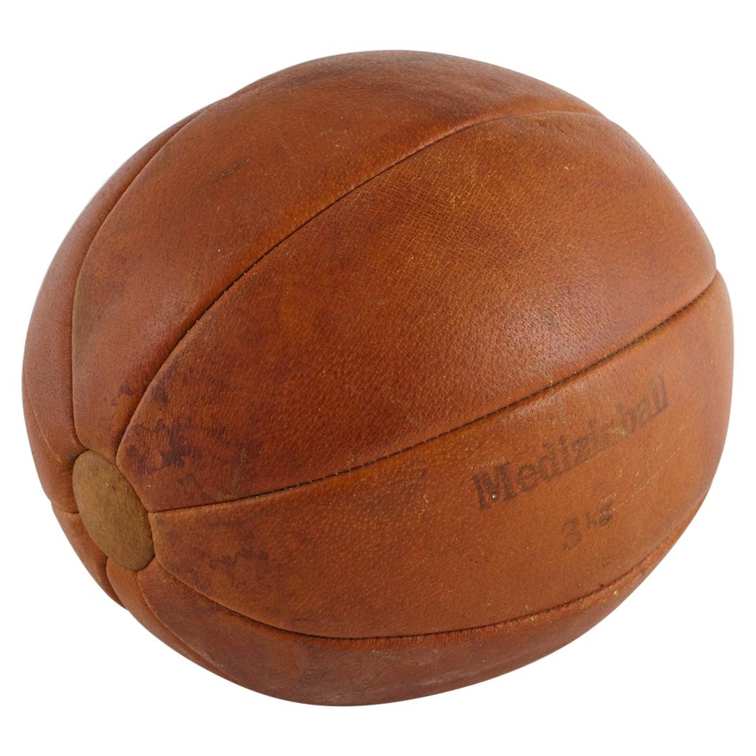Leather "Medizinball 3 kg", Medicine Ball, Germany, circa 1930s