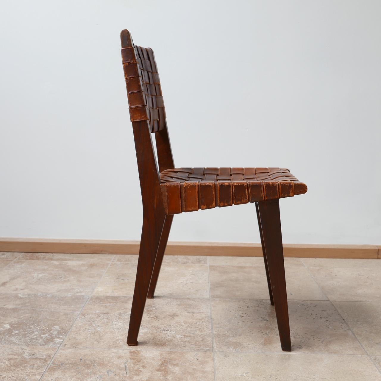 20th Century Leather Midcentury Chairs Attributed to Jens Risom