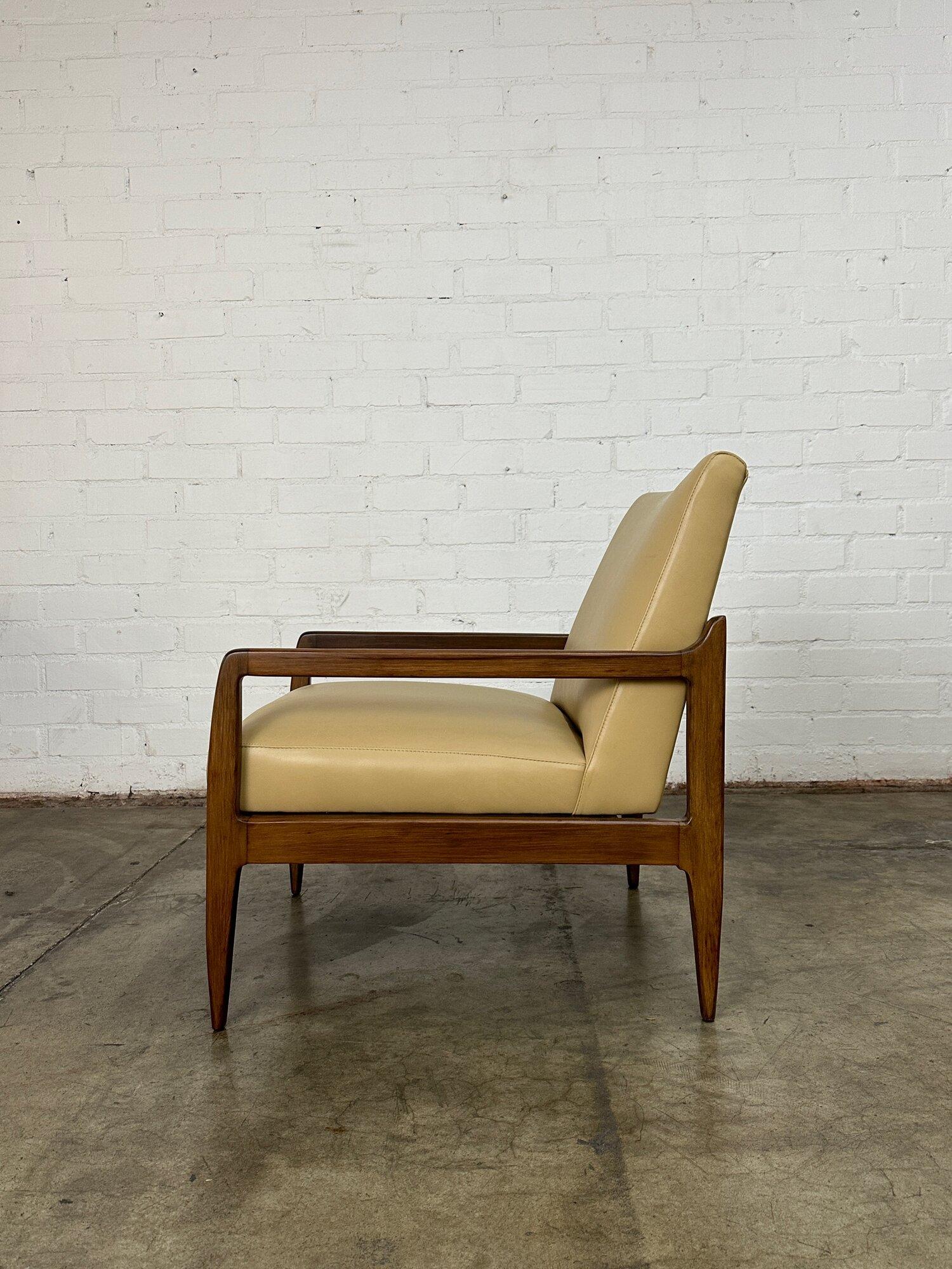 Mid-20th Century Leather Mid Century Lounge Chair For Sale
