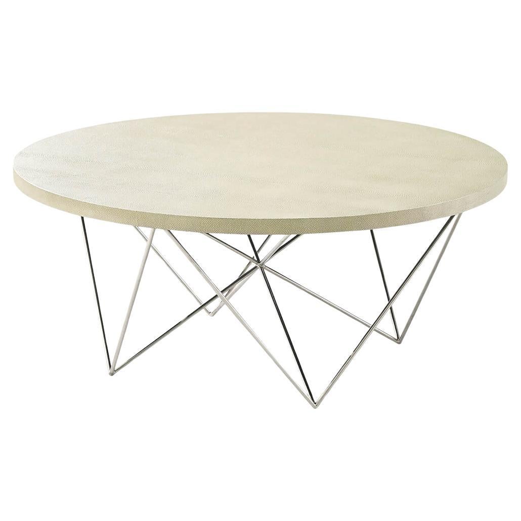Leather Mid Century Round Cocktail Table