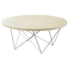 Leather Mid Century Round Cocktail Table