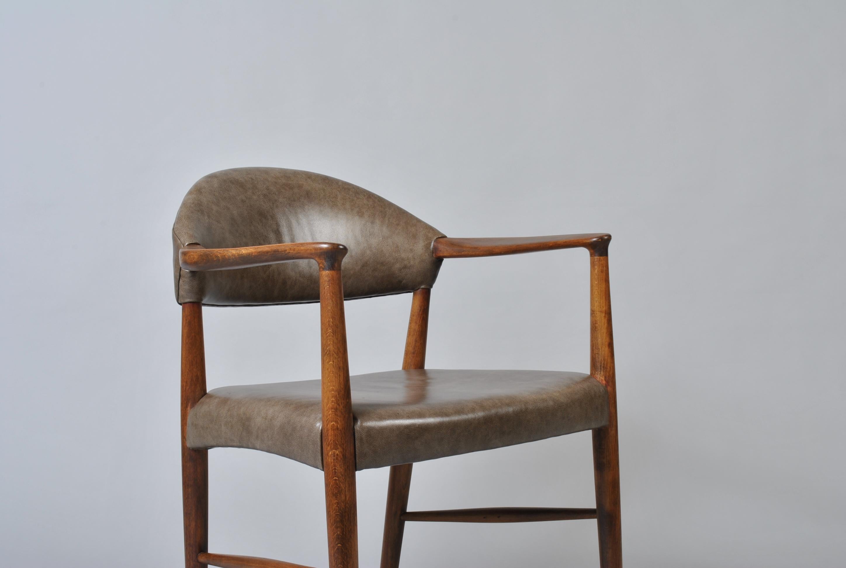 Leather Midcentury Danish Chair by Kurt Olsen 7