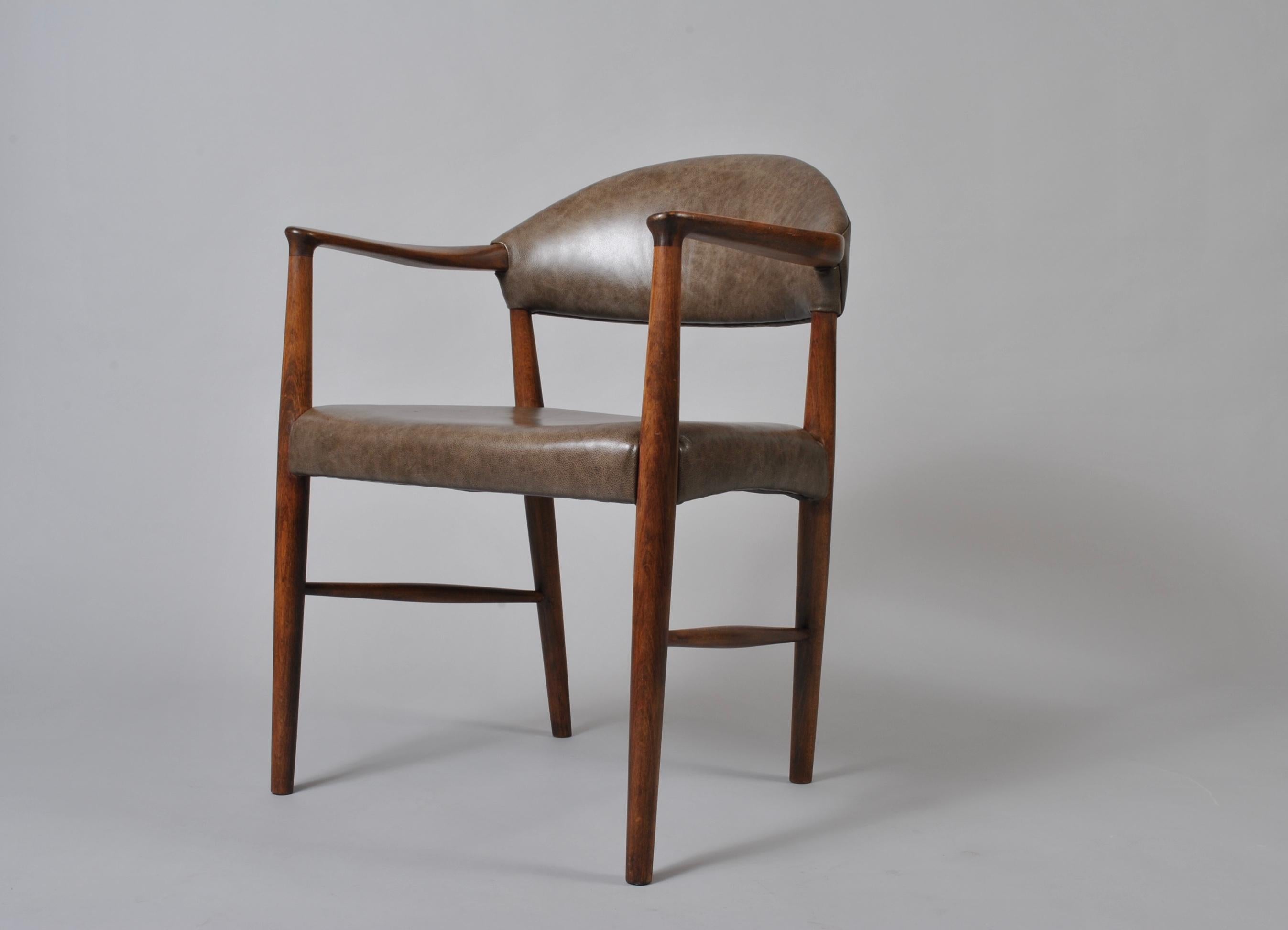 Leather Midcentury Danish Chair by Kurt Olsen 1