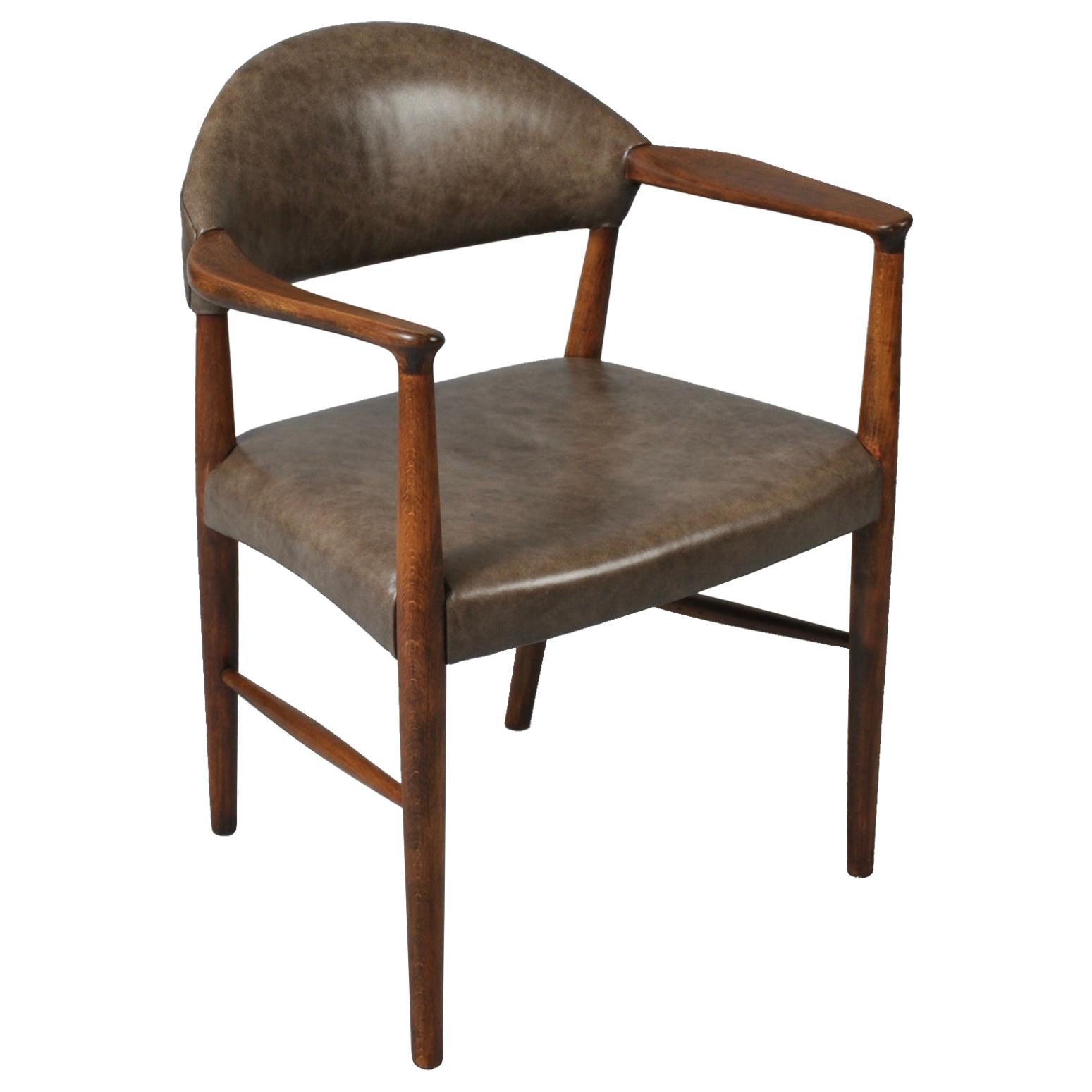 Leather Midcentury Danish Chair by Kurt Olsen