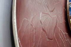 Leather Mirror with Gold, Silver and Copper Embroidery, France