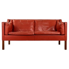 Vintage Leather "Model 2212" Loveseat By Borge Mogensen