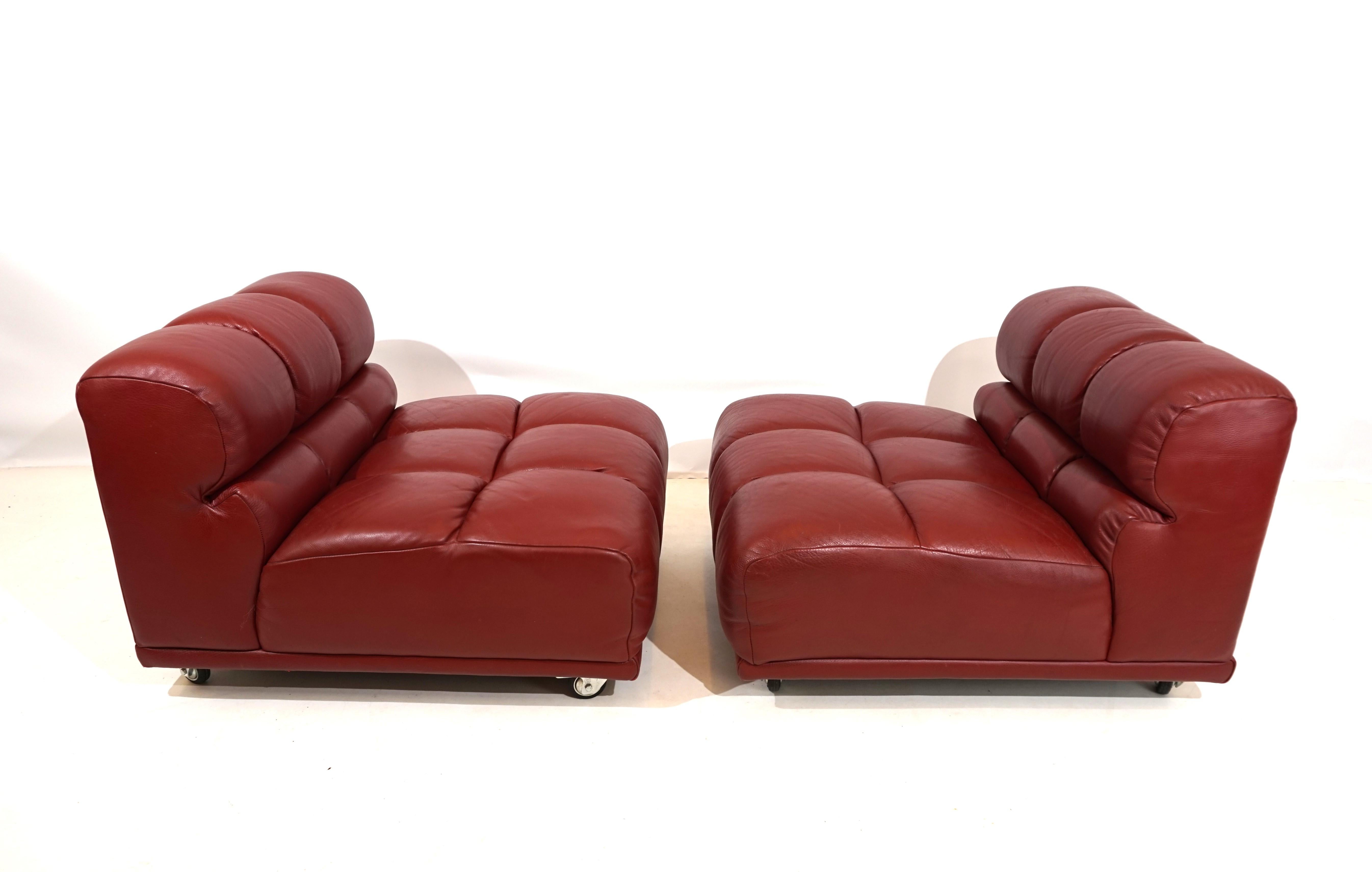 Leather modular armchair set of 2 Italy 70s 4