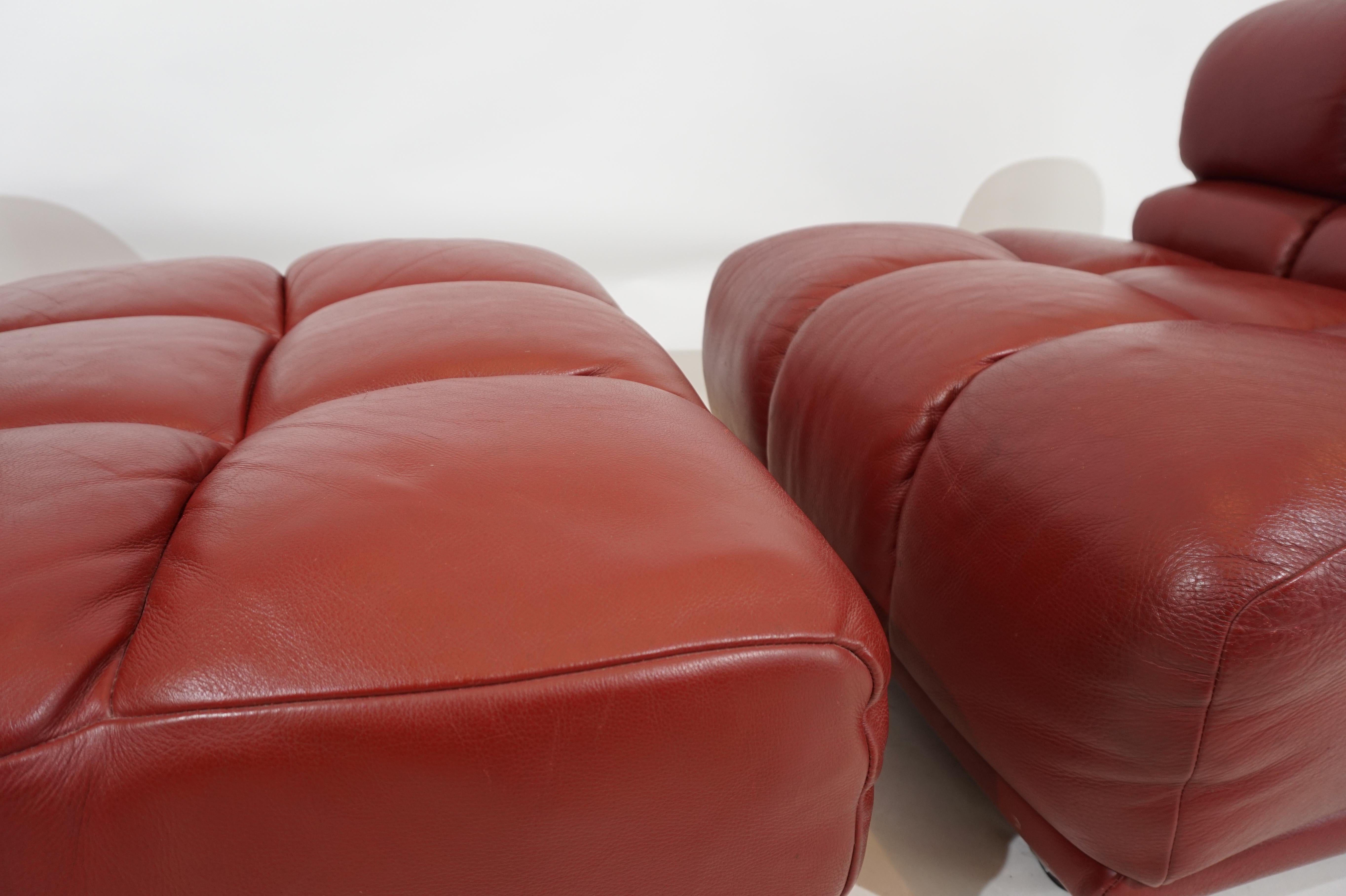 Leather modular armchair set of 2 Italy 70s 5