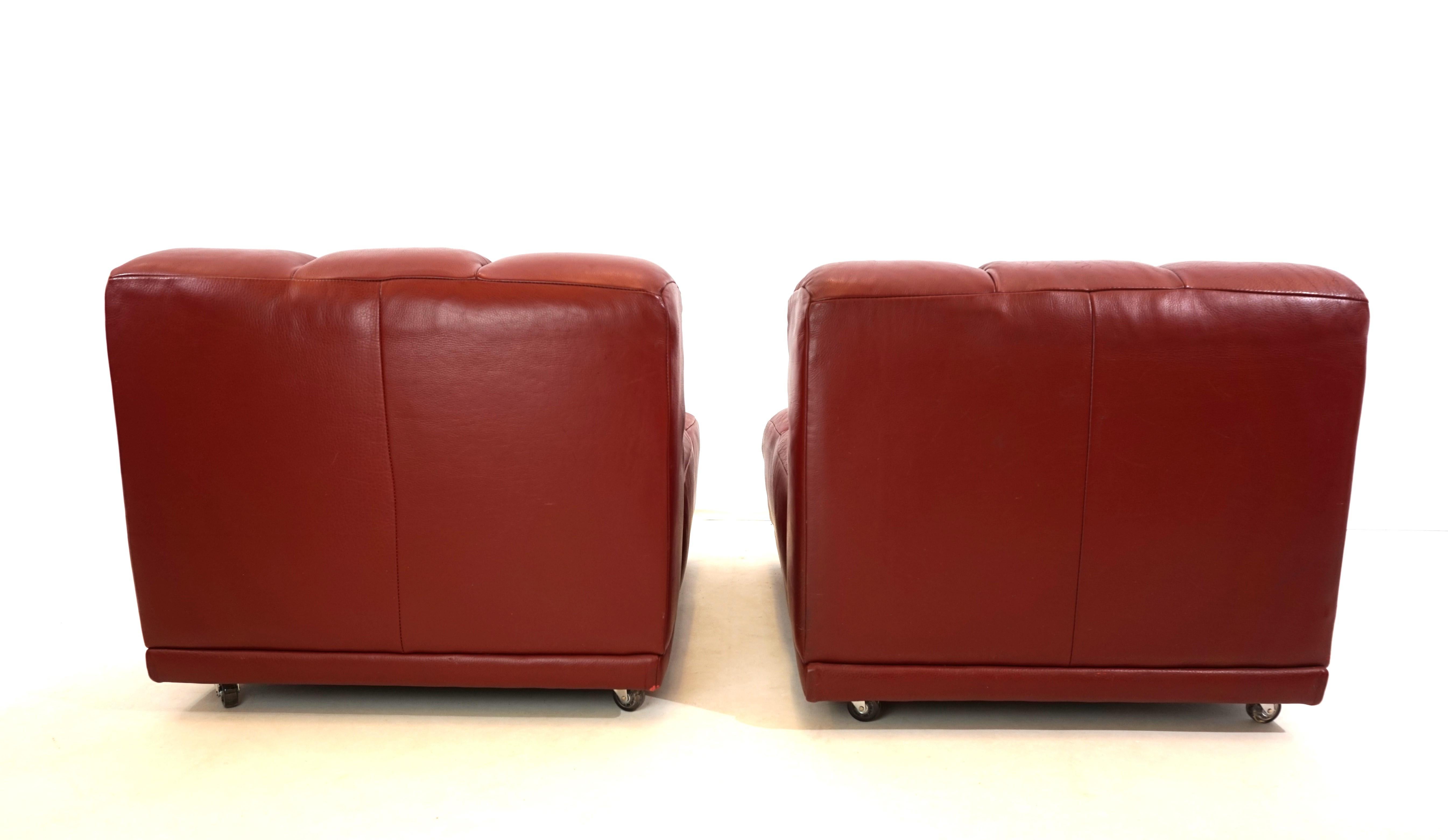 Leather modular armchair set of 2 Italy 70s For Sale 5