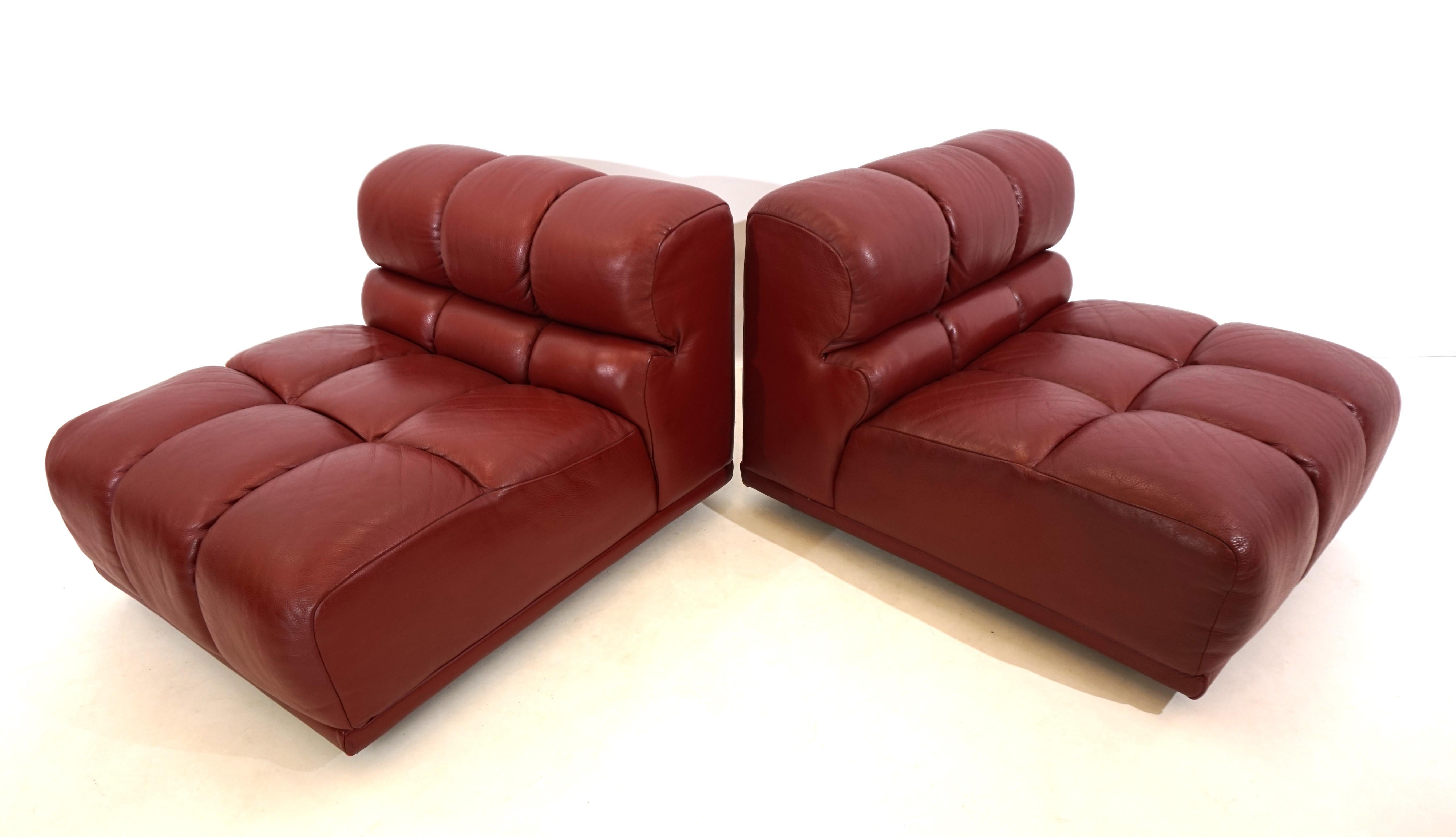 Leather modular armchair set of 2 Italy 70s For Sale 6