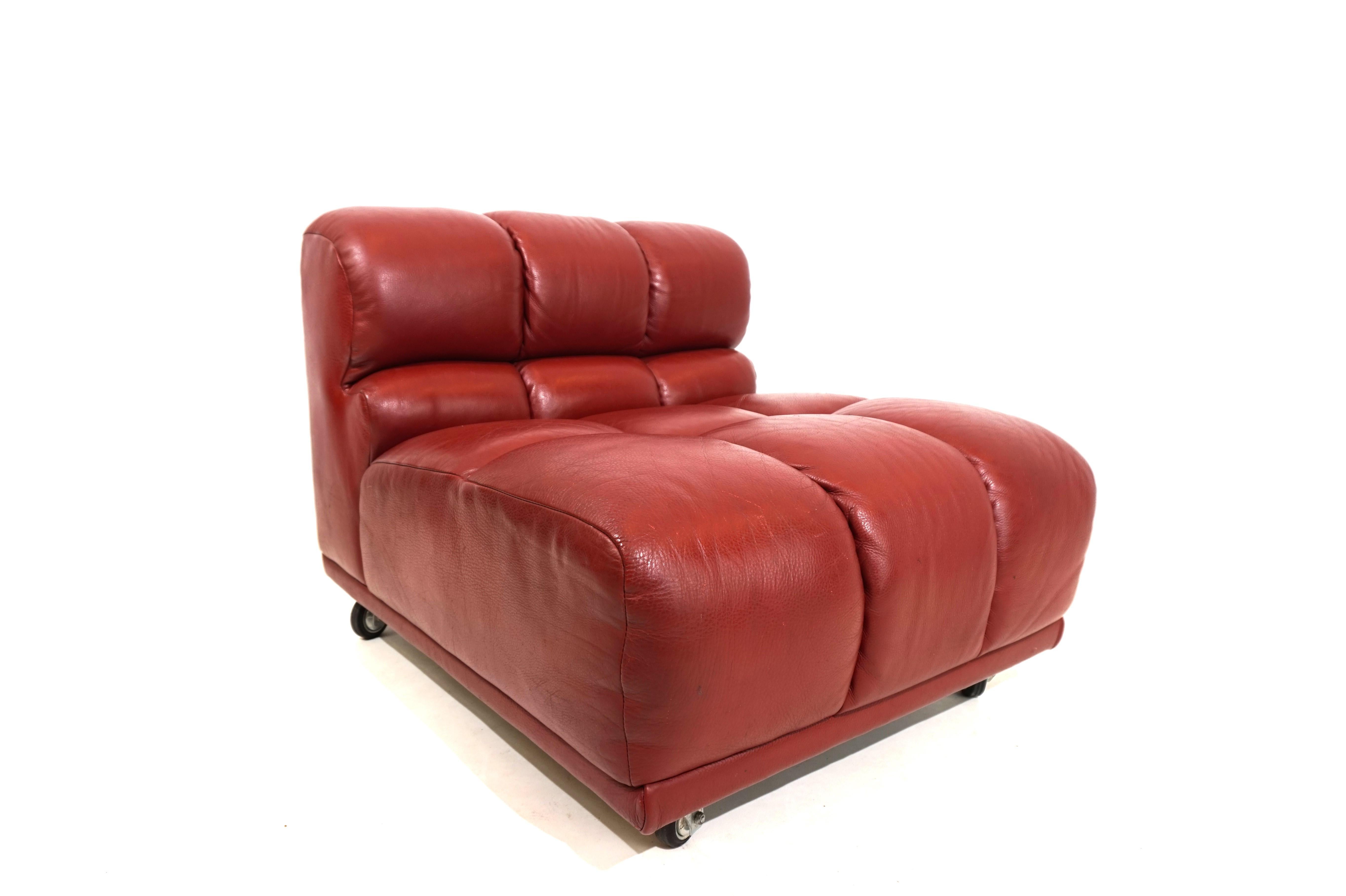 Leather modular armchair set of 2 Italy 70s 7