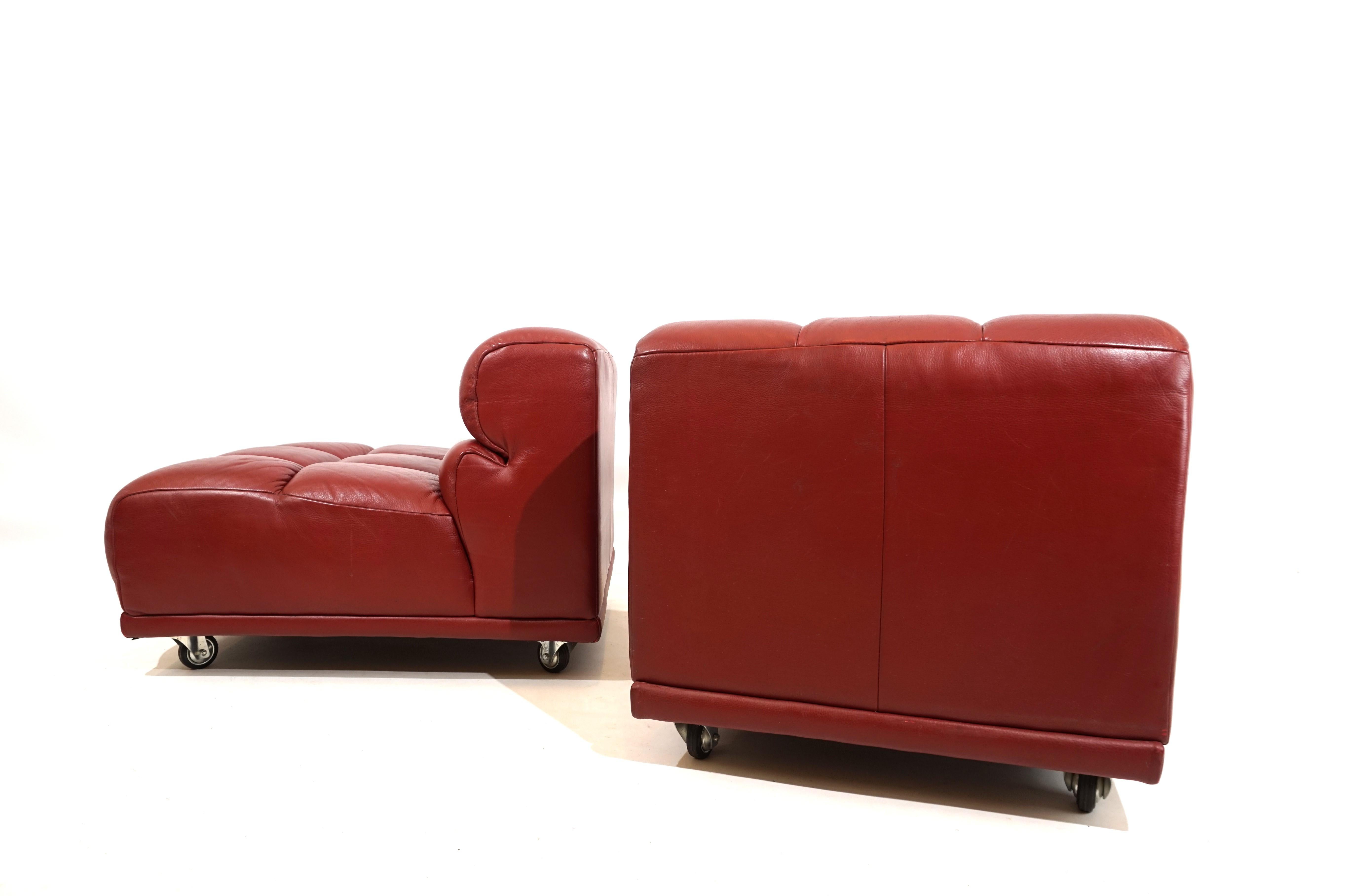 Leather modular armchair set of 2 Italy 70s 8