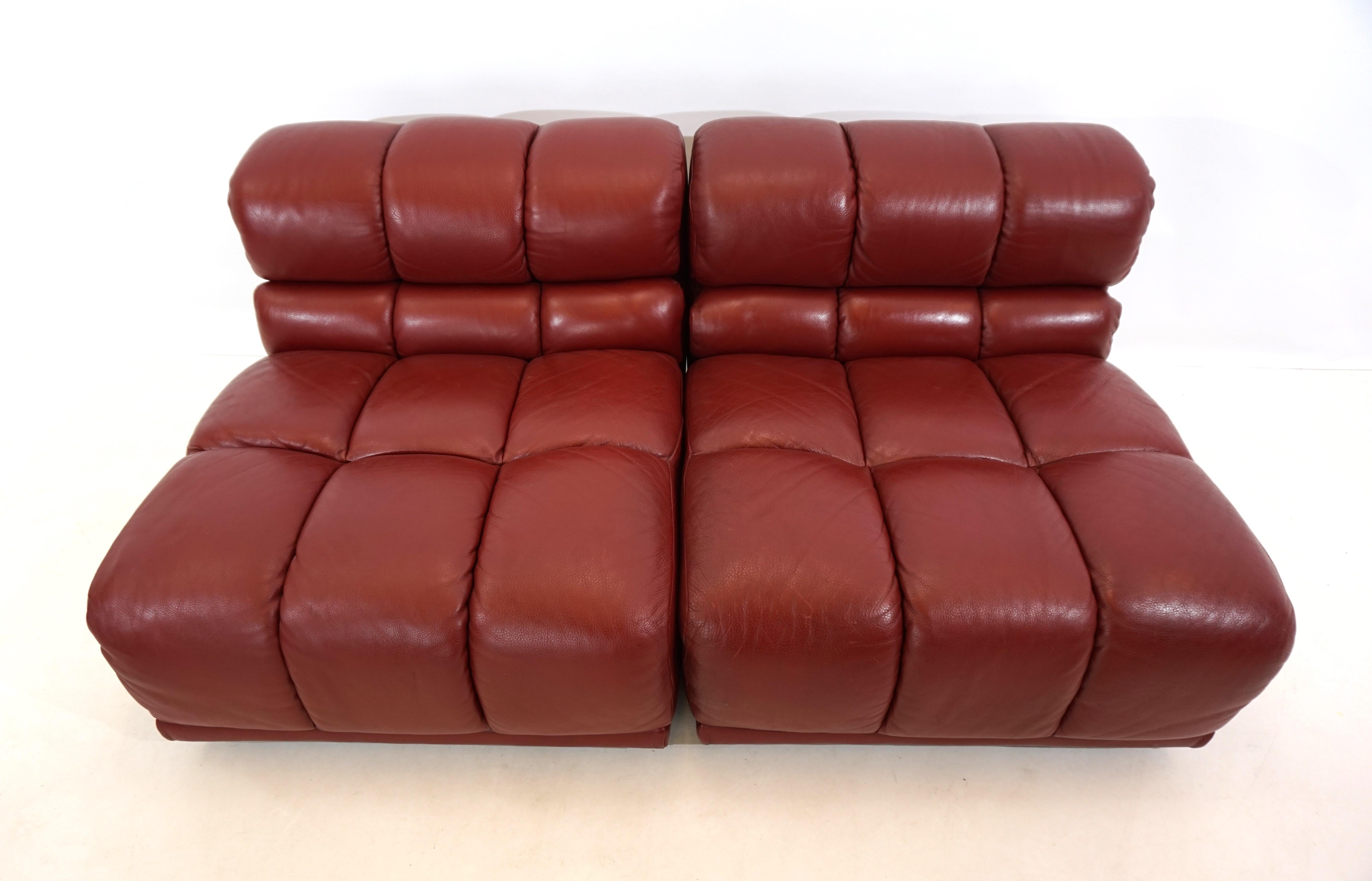 Leather modular armchair set of 2 Italy 70s For Sale 8