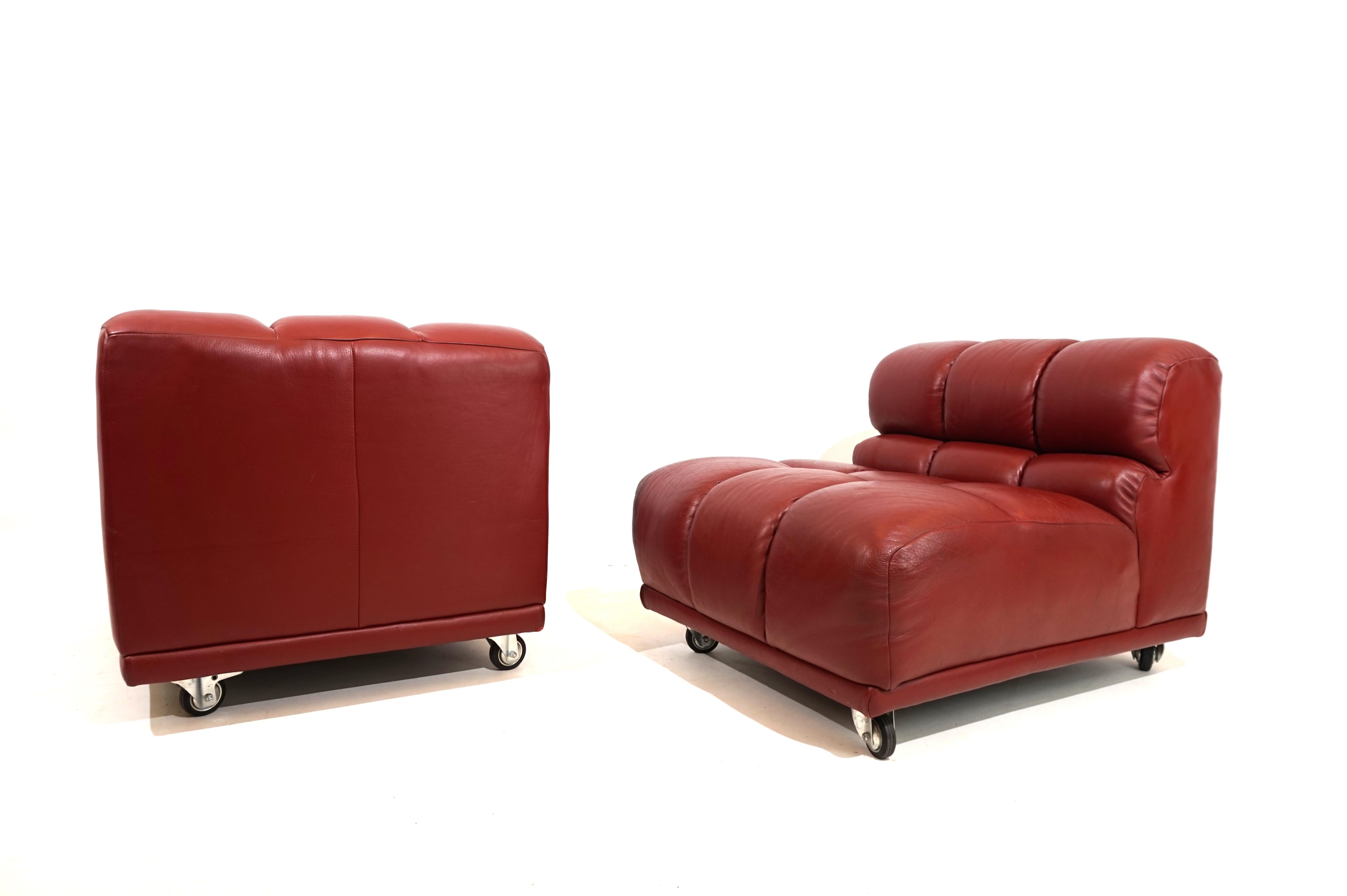Leather modular armchair set of 2 Italy 70s 12