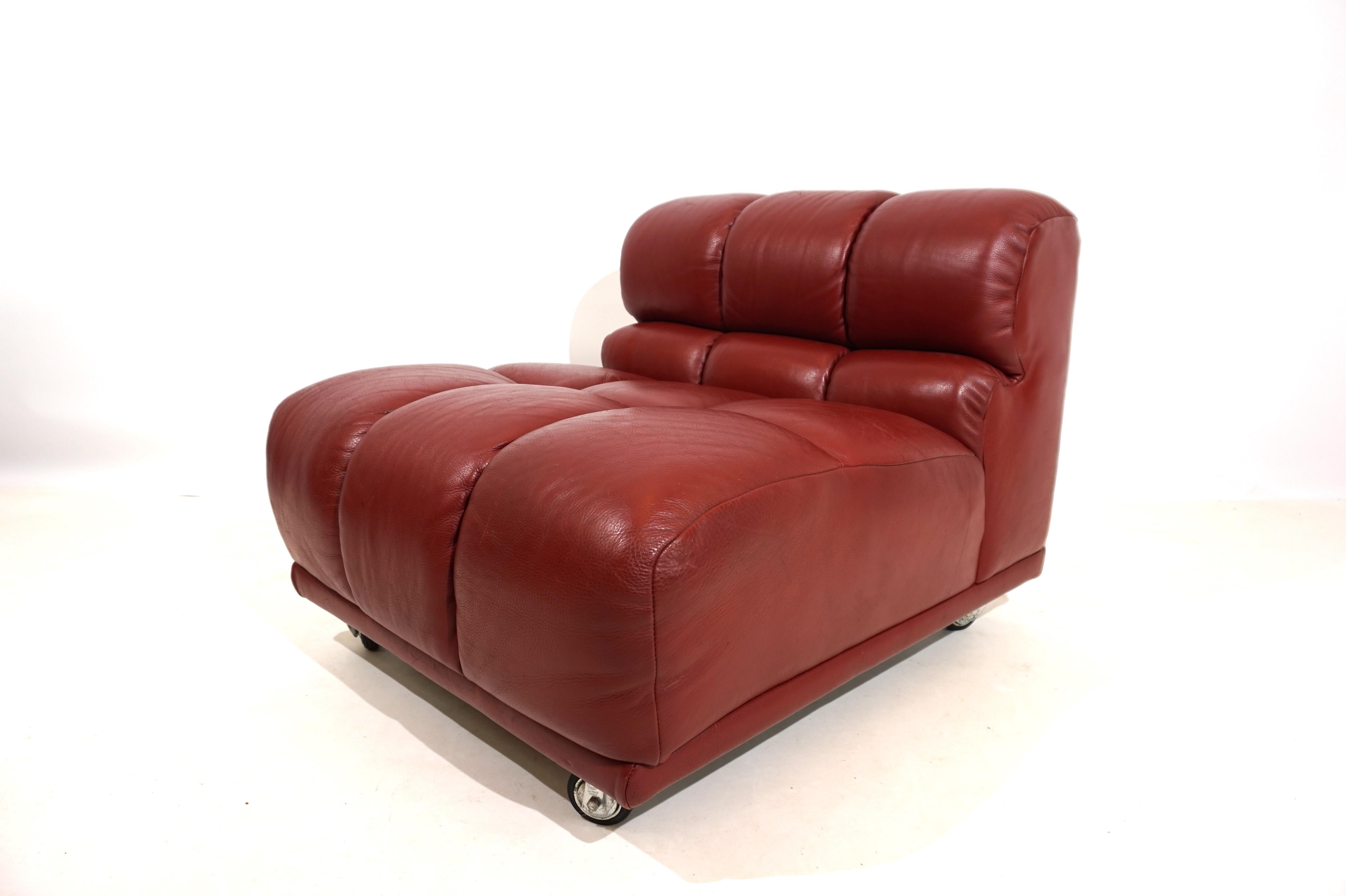 Leather modular armchair set of 2 Italy 70s 13