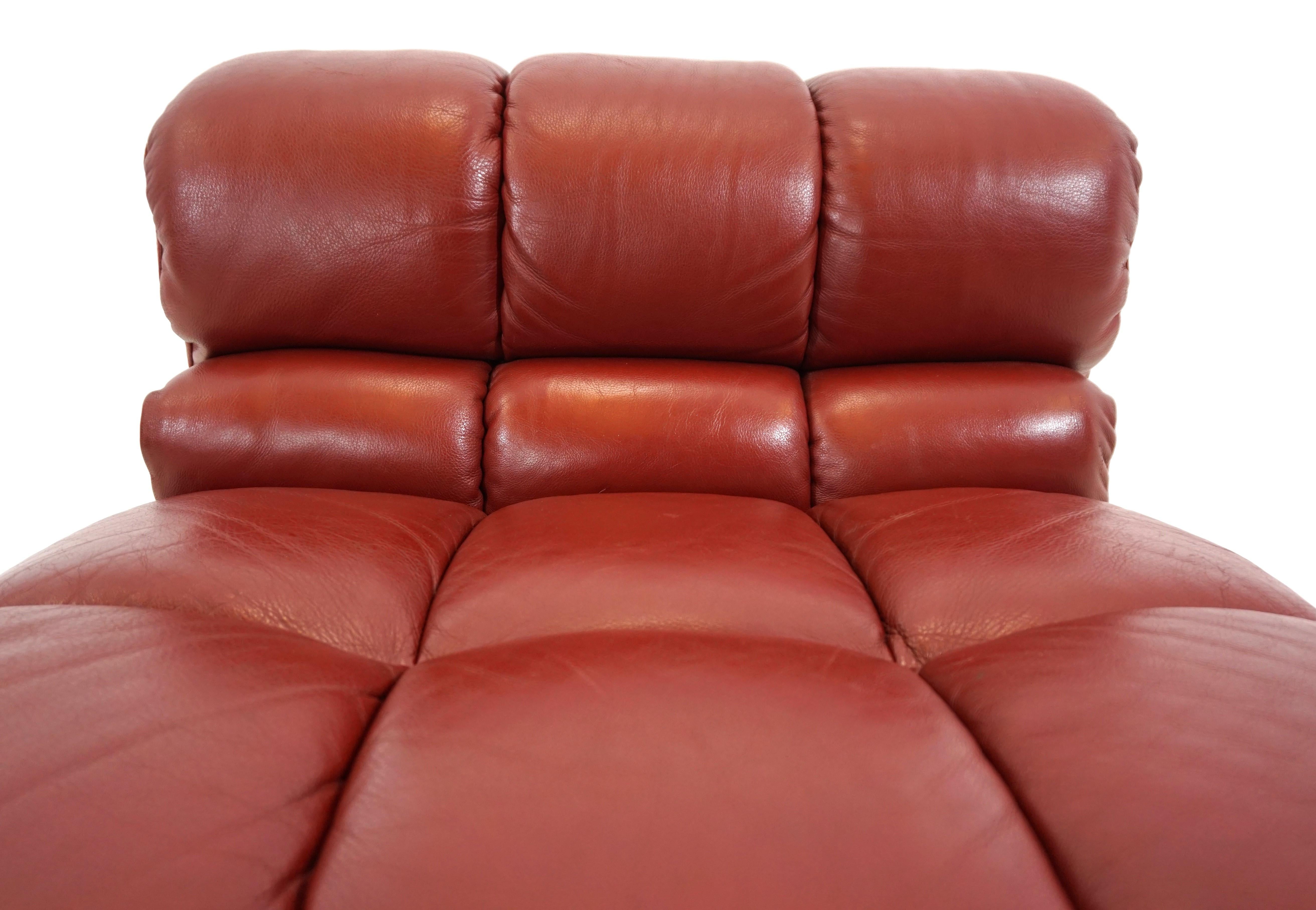 Late 20th Century Leather modular armchair set of 2 Italy 70s For Sale