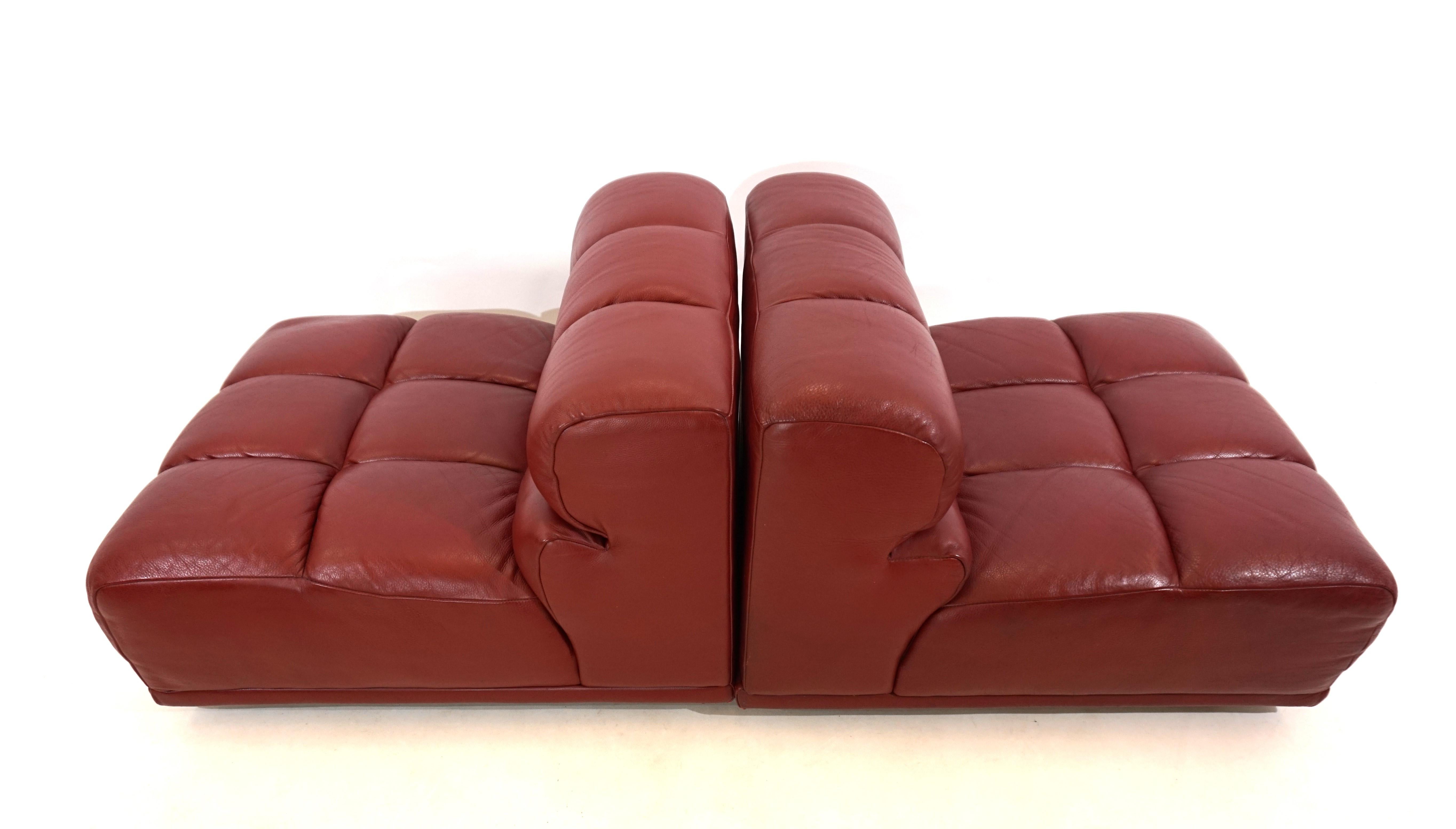 Leather modular armchair set of 2 Italy 70s For Sale 1